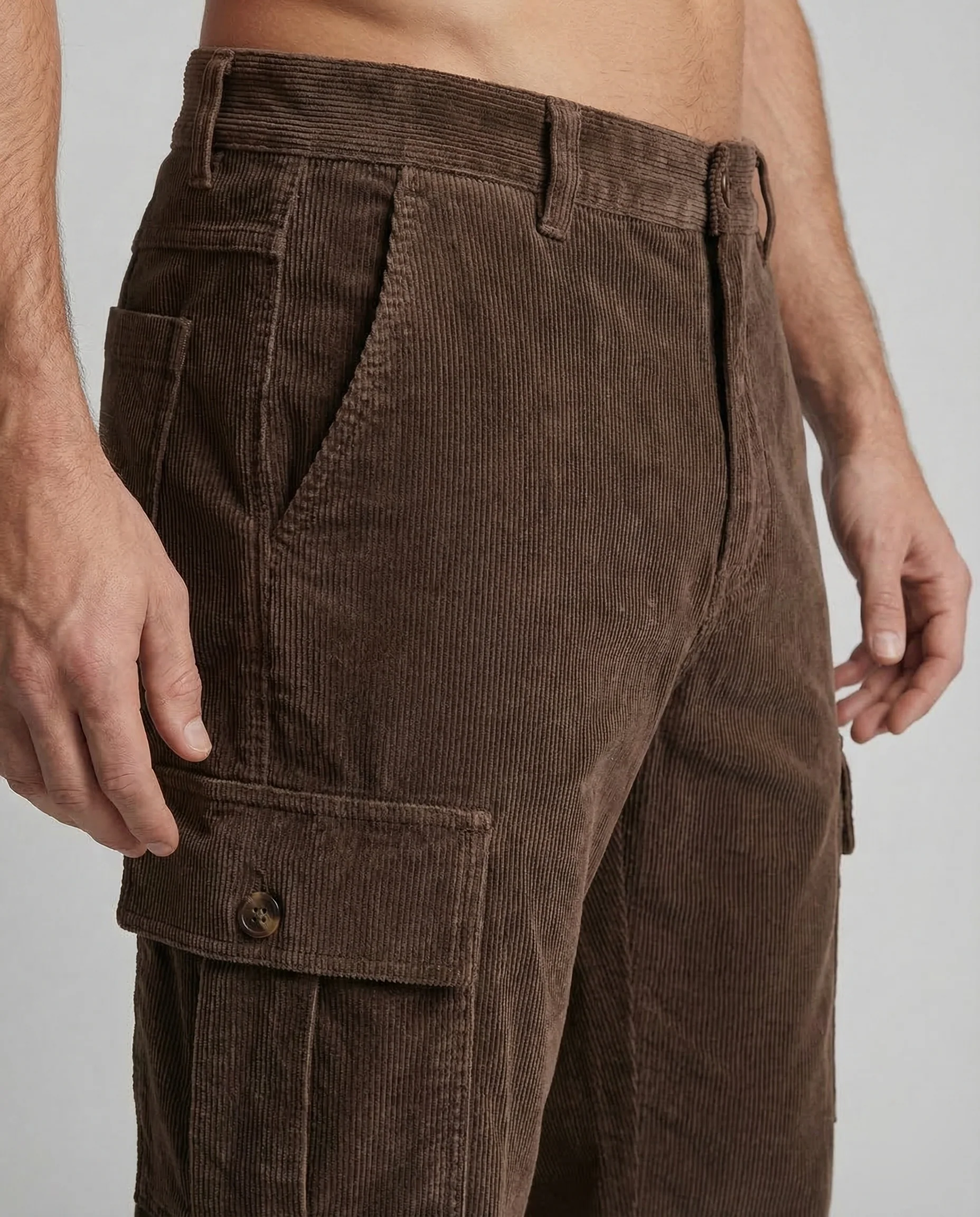 Herren Cord Cargo Hose Taschen - Image 3