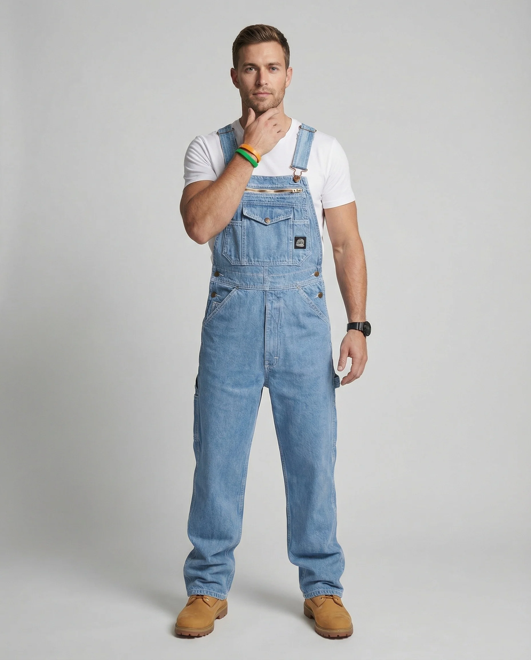 Herren Jeans Latzhose Arbeitslook - Image 5