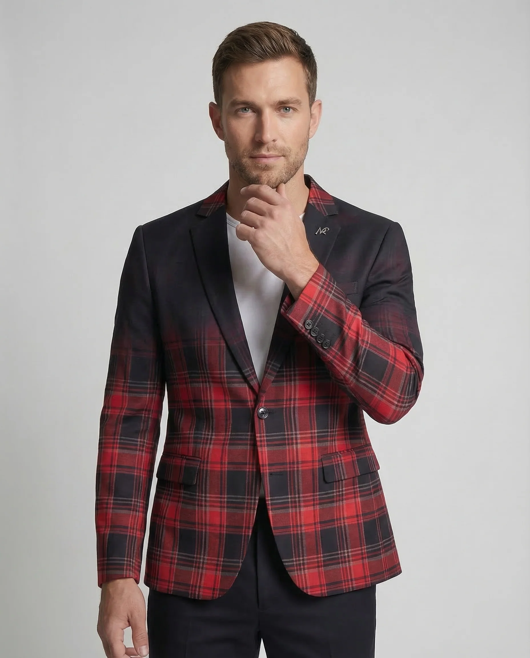 Herren Sakko Karo Kontrast - Image 2