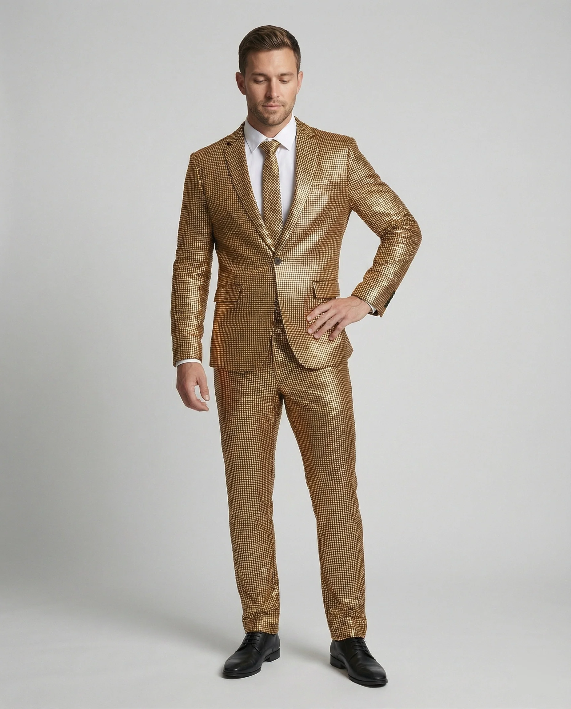 Herren Abendanzug mit Glanzmuster Slim Fit - Image 7