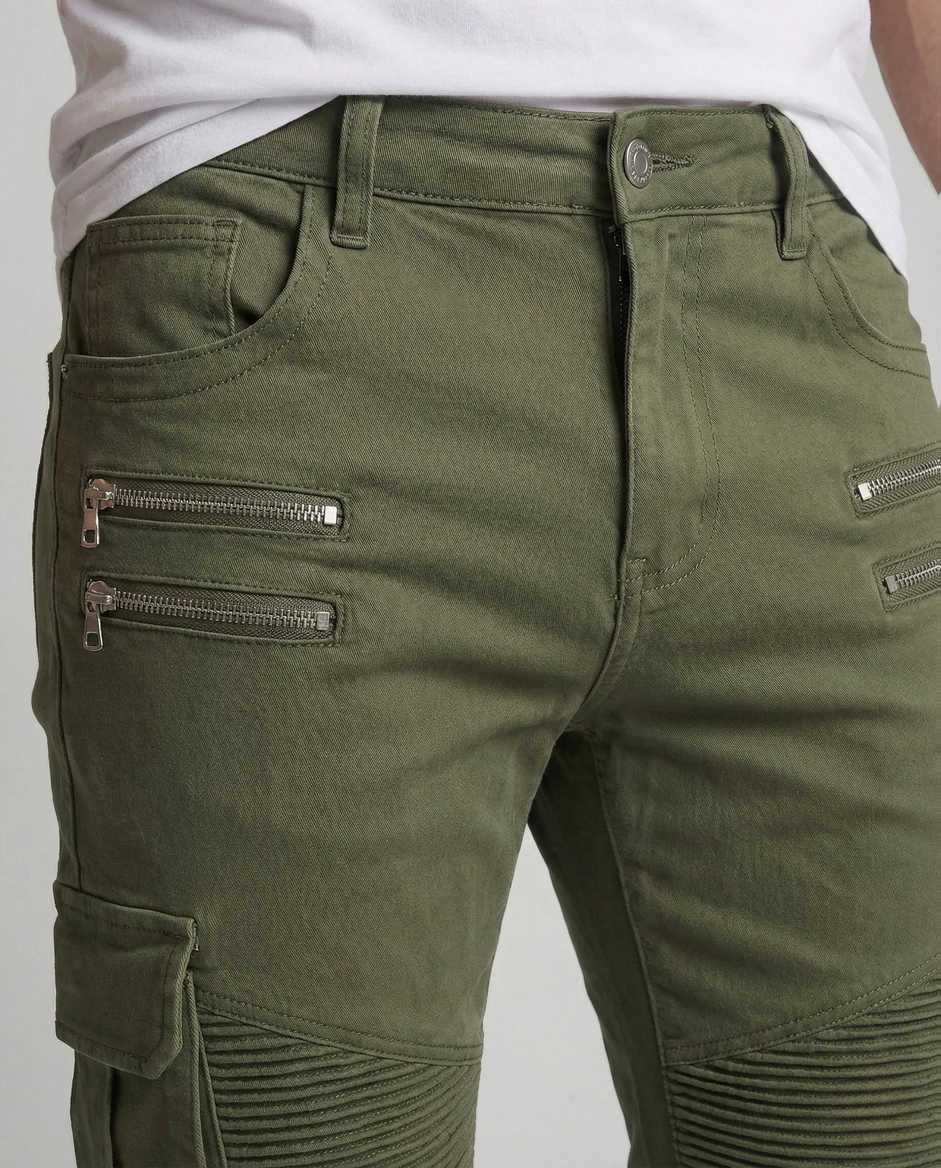 Herren Slim Cargohose mit Kniepaneelen & Zipper - Image 3