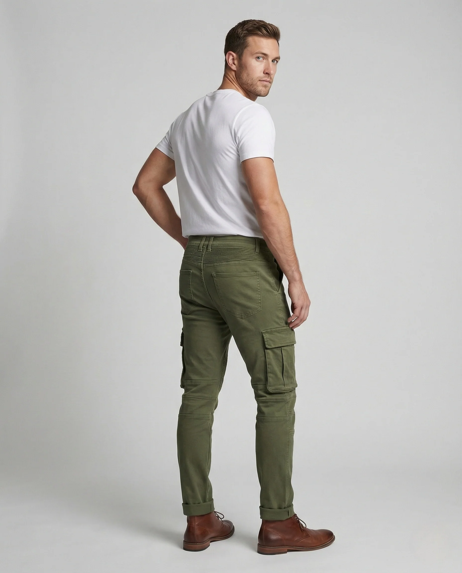 Herren Slim Cargohose mit Kniepaneelen & Zipper - Image 4