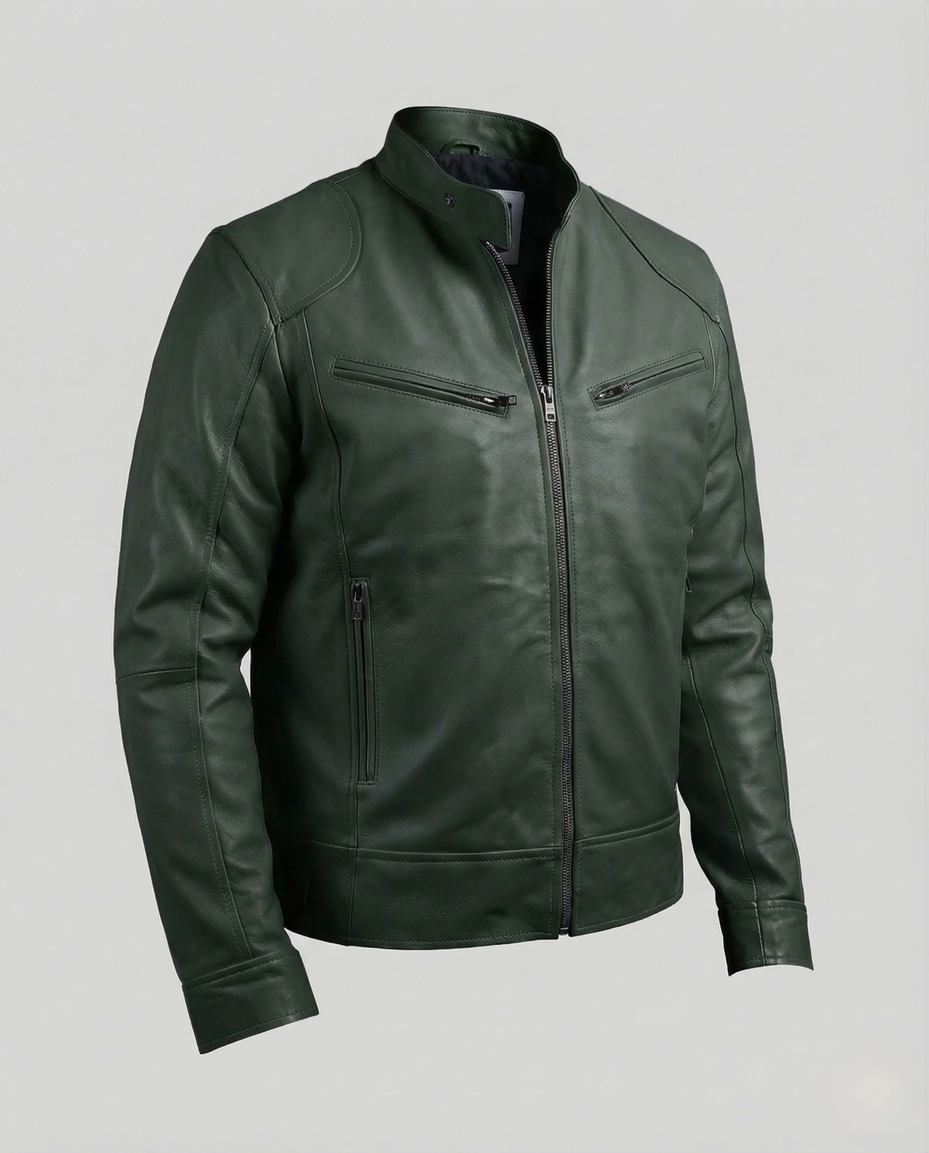 Herren Kunstleder Bikerjacke Slim - Image 8