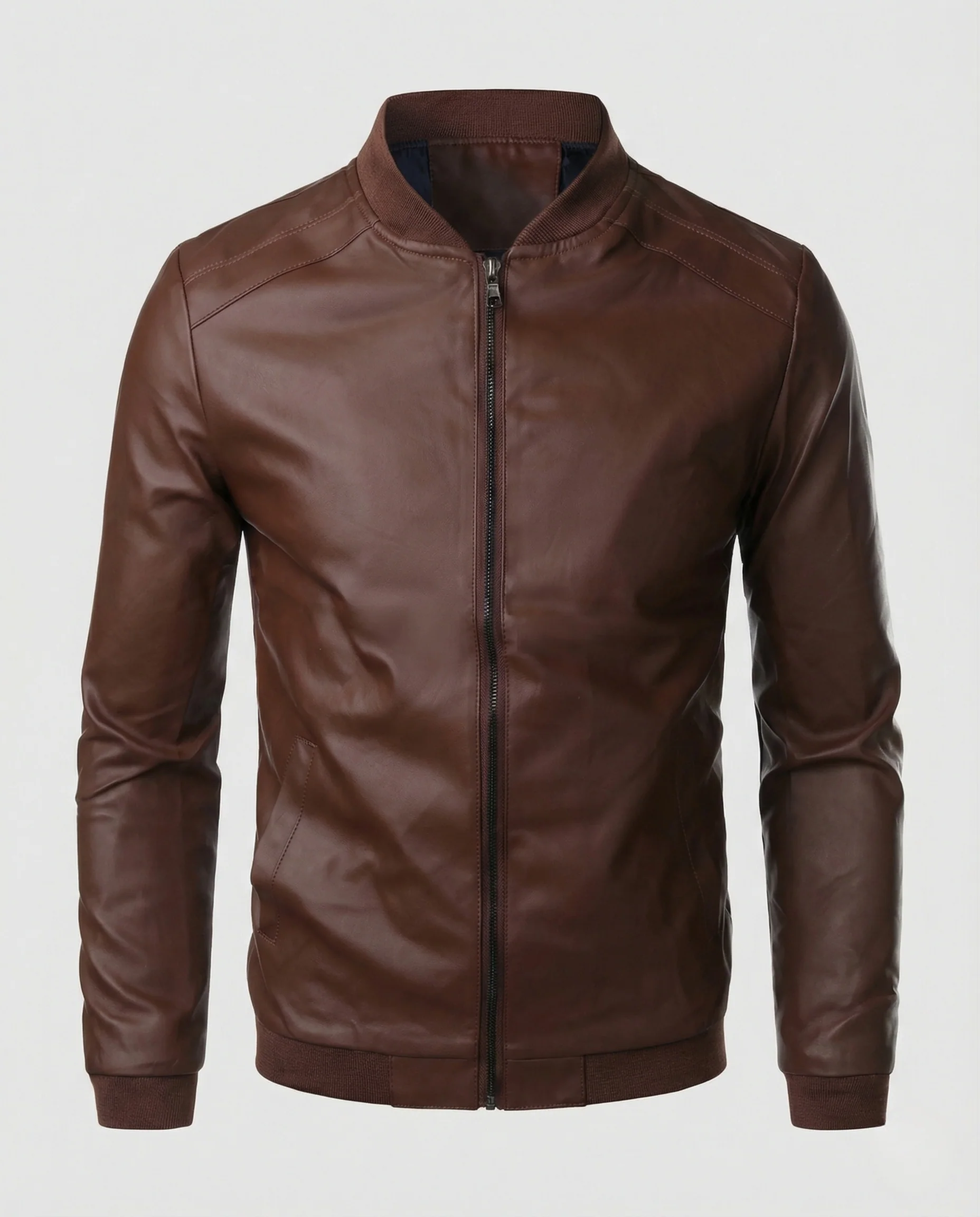Herren Lederoptik City Blouson mit Rippkragen - Image 5