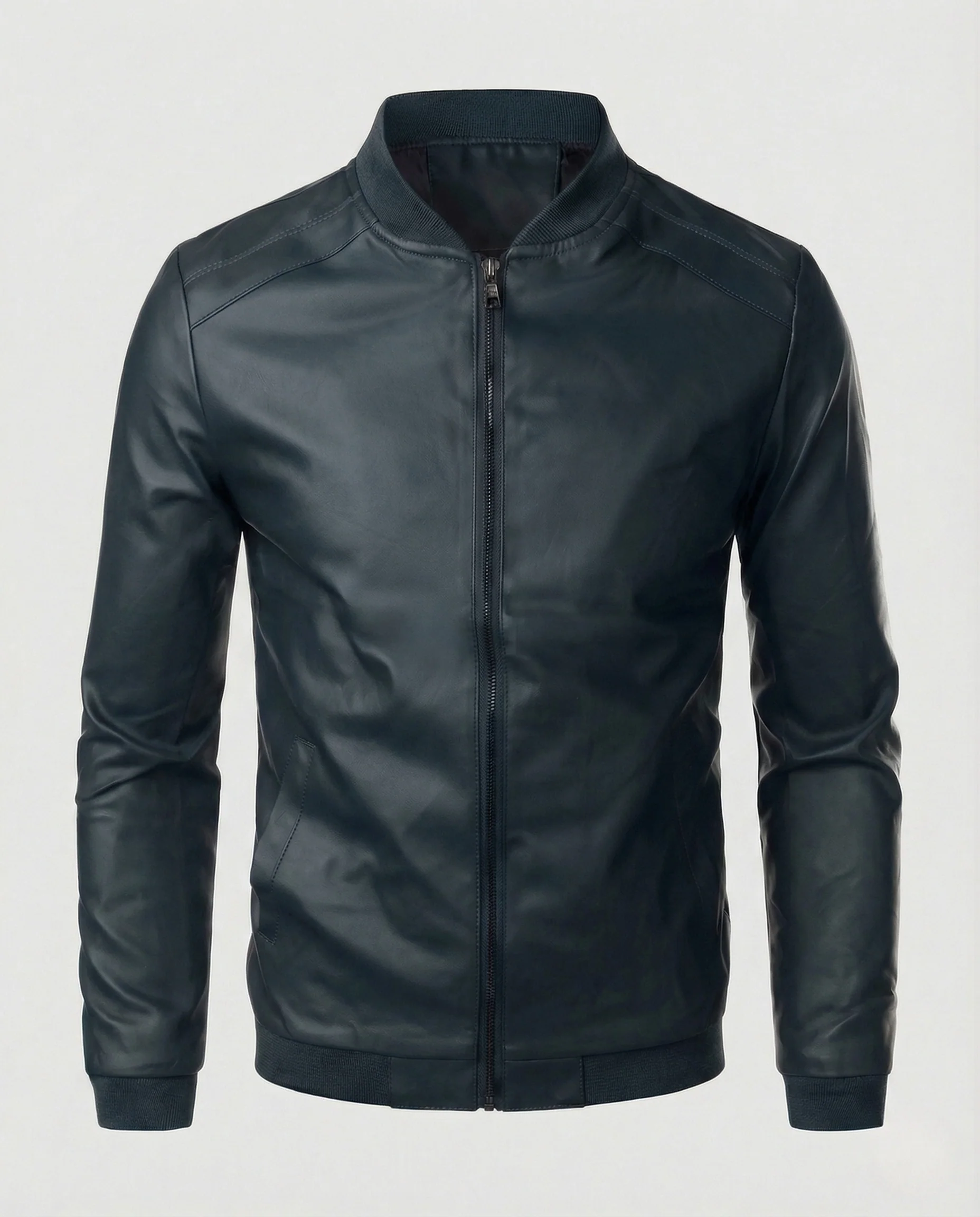 Herren Lederoptik City Blouson mit Rippkragen - Image 6