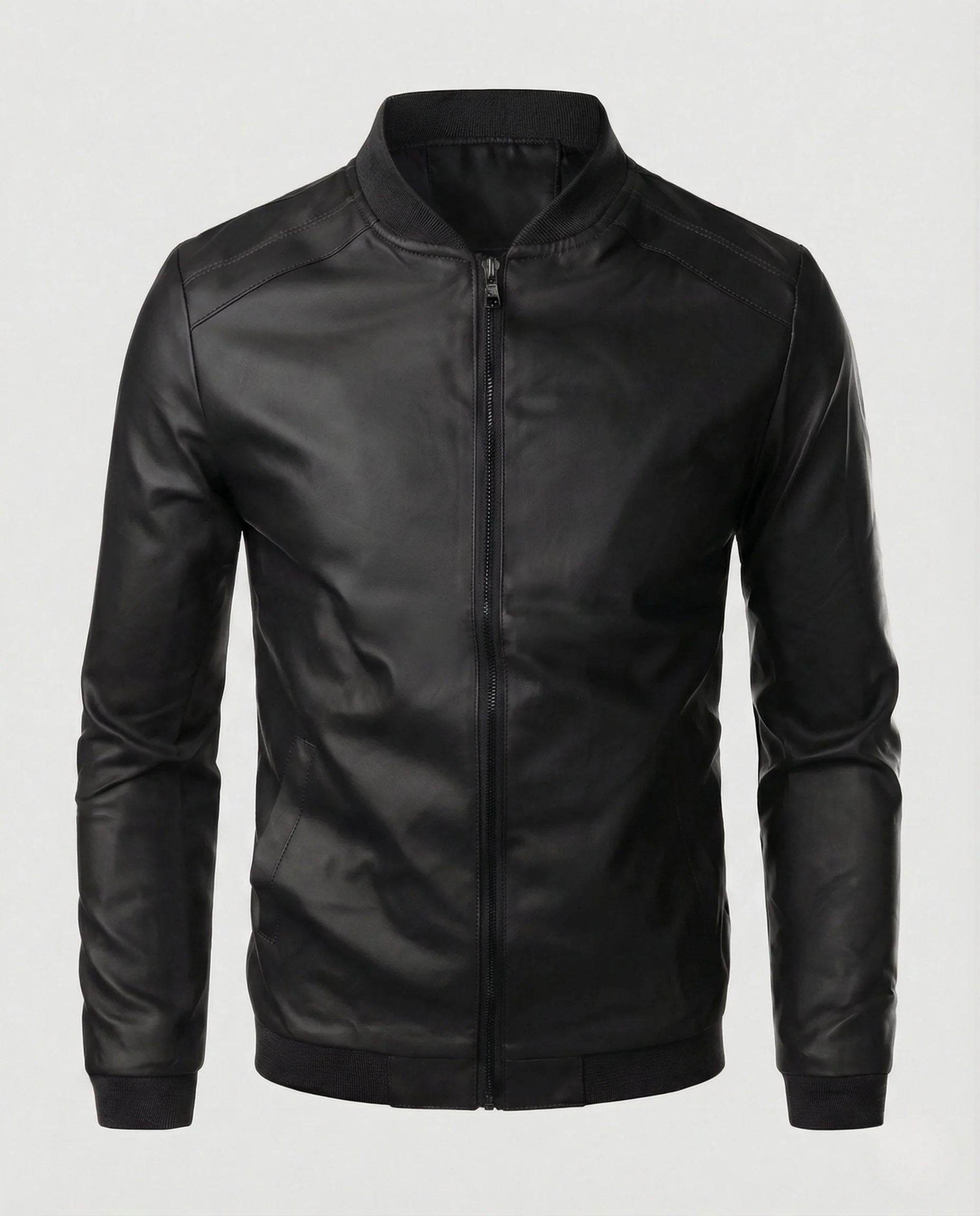 Herren Lederoptik City Blouson mit Rippkragen - Image 7