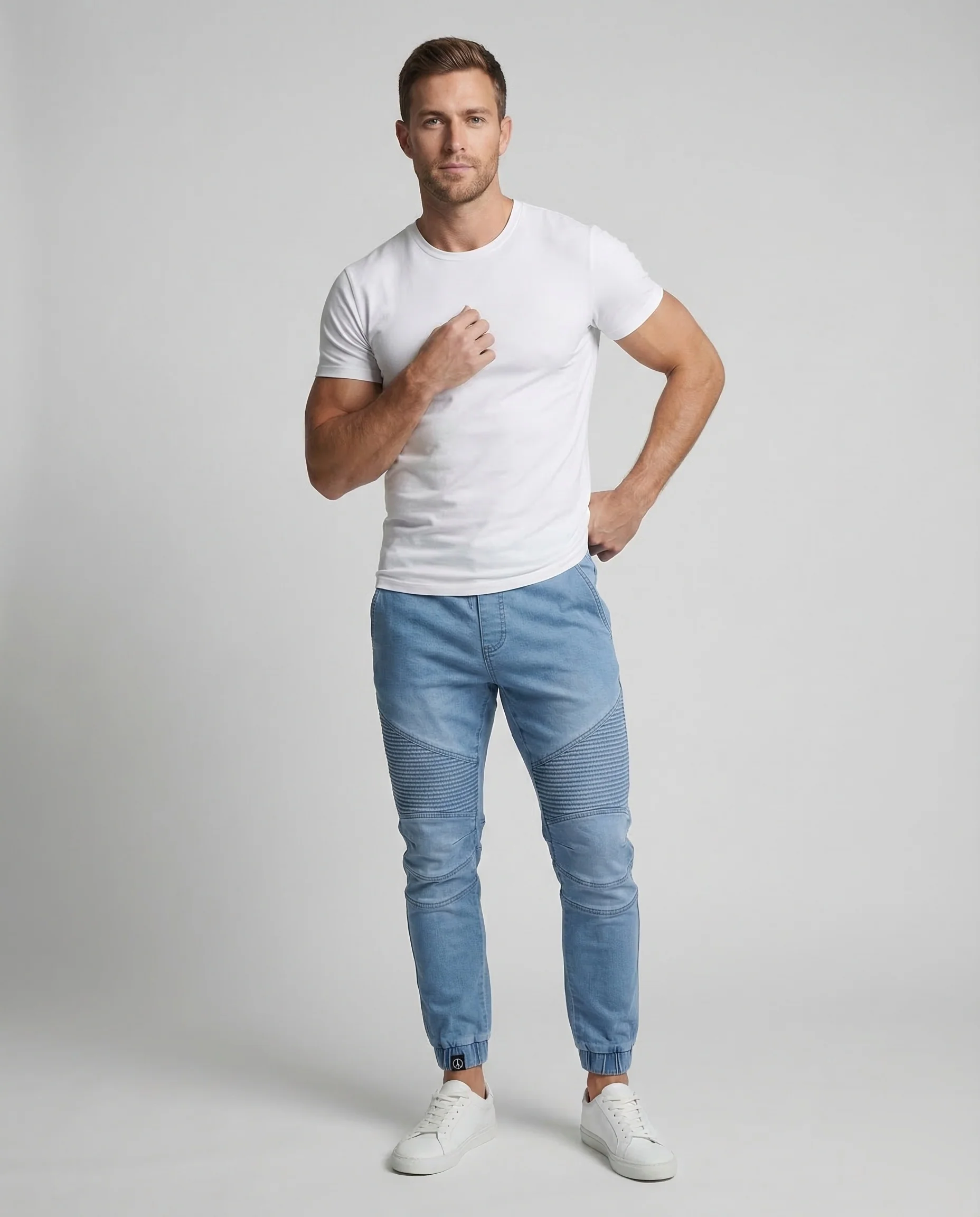 Herren Biker Jogginghose Gerippt