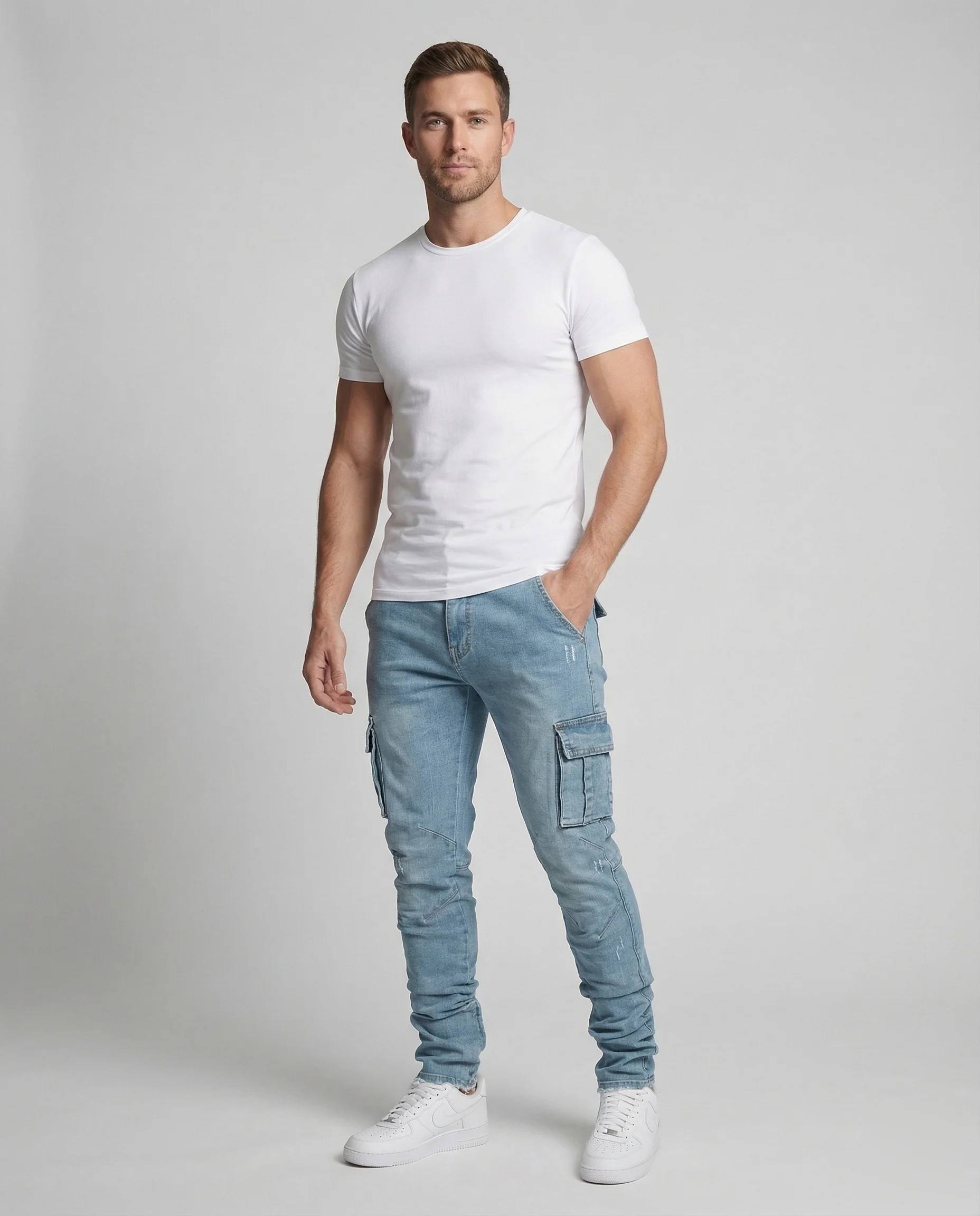 Herren Cargo Jeans Slim