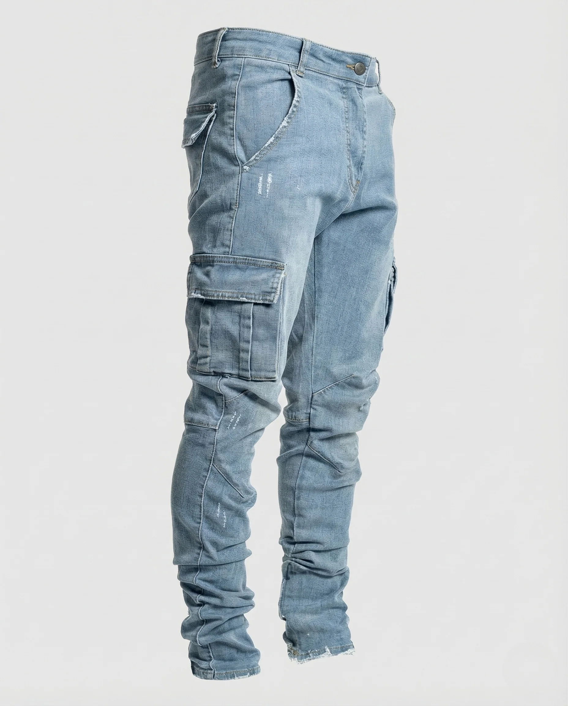 Herren Slim Fit Cargo Jeans mit Aufgesetzten Taschen - Image 5