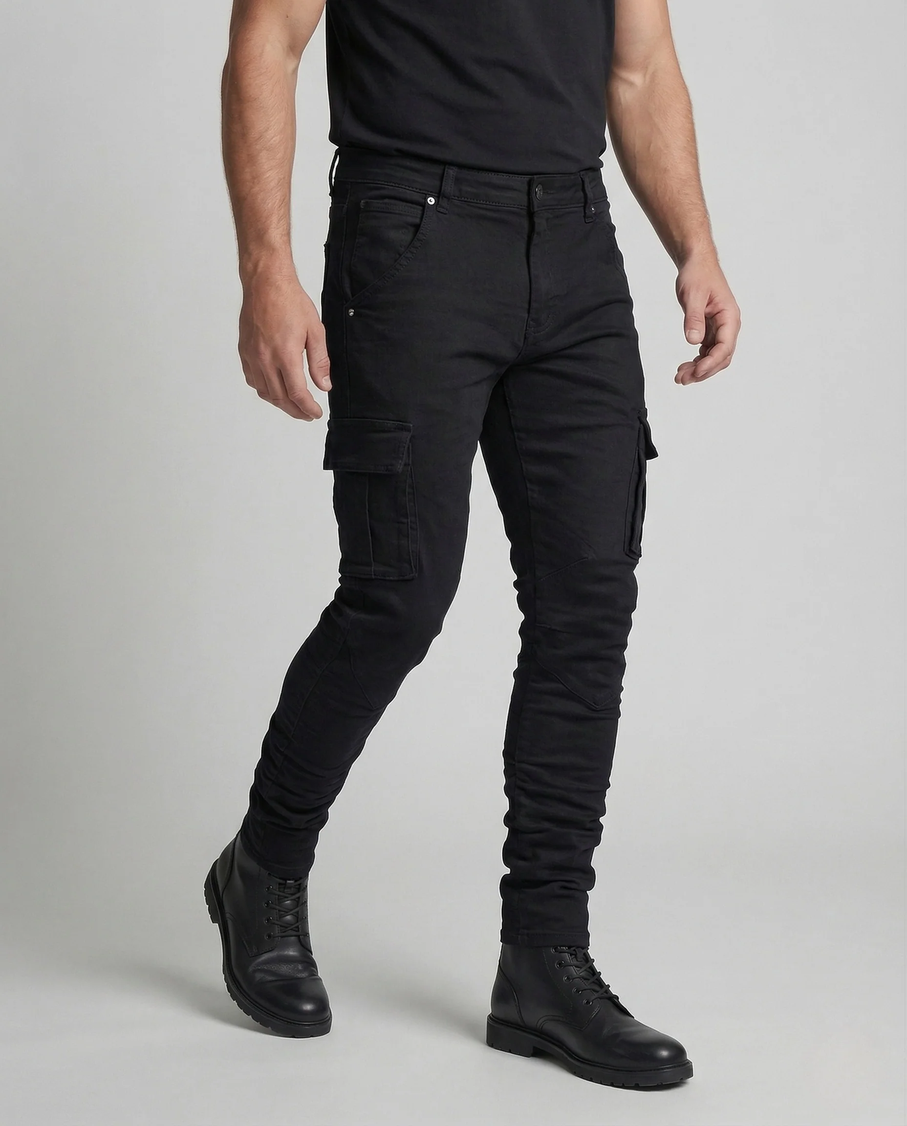 Herren Cargohose Denim Slim Vorgeformte Knie - Image 2