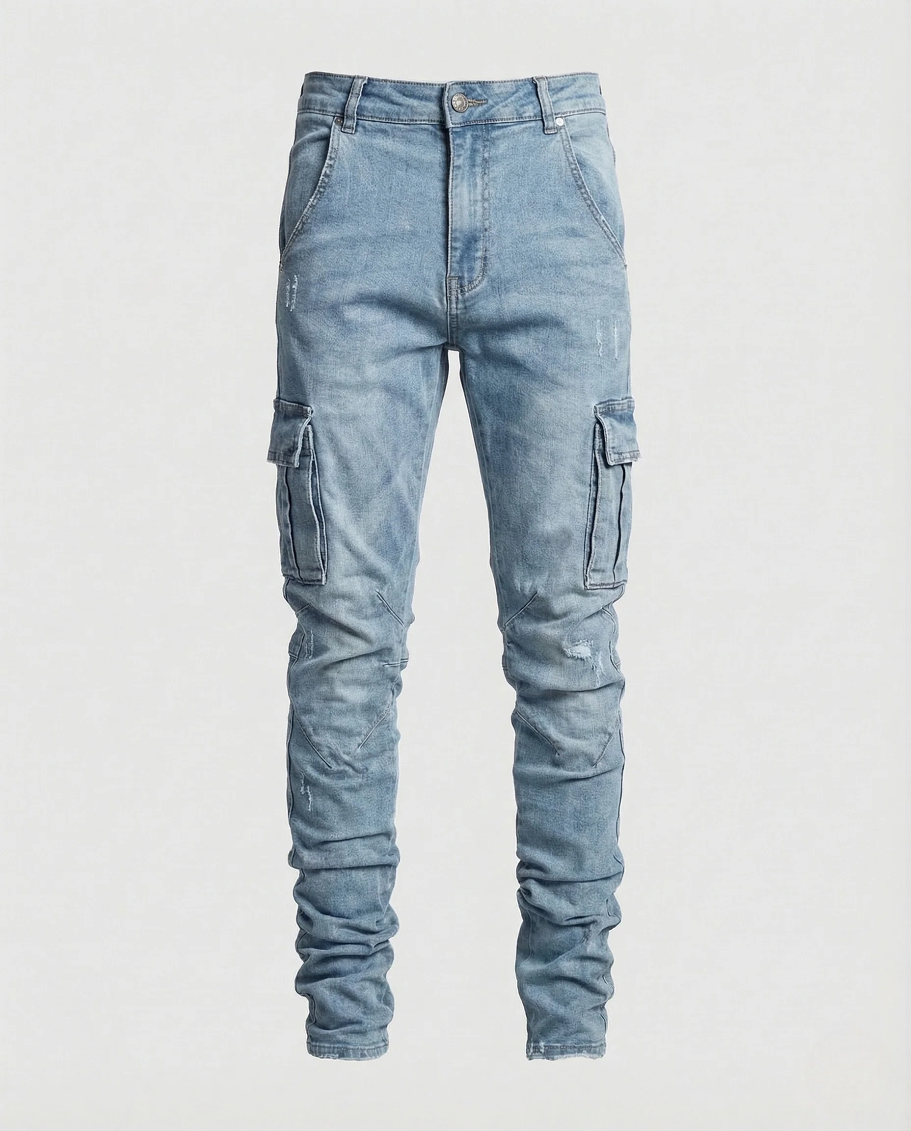 Herren Cargohose Denim Slim Vorgeformte Knie - Image 6