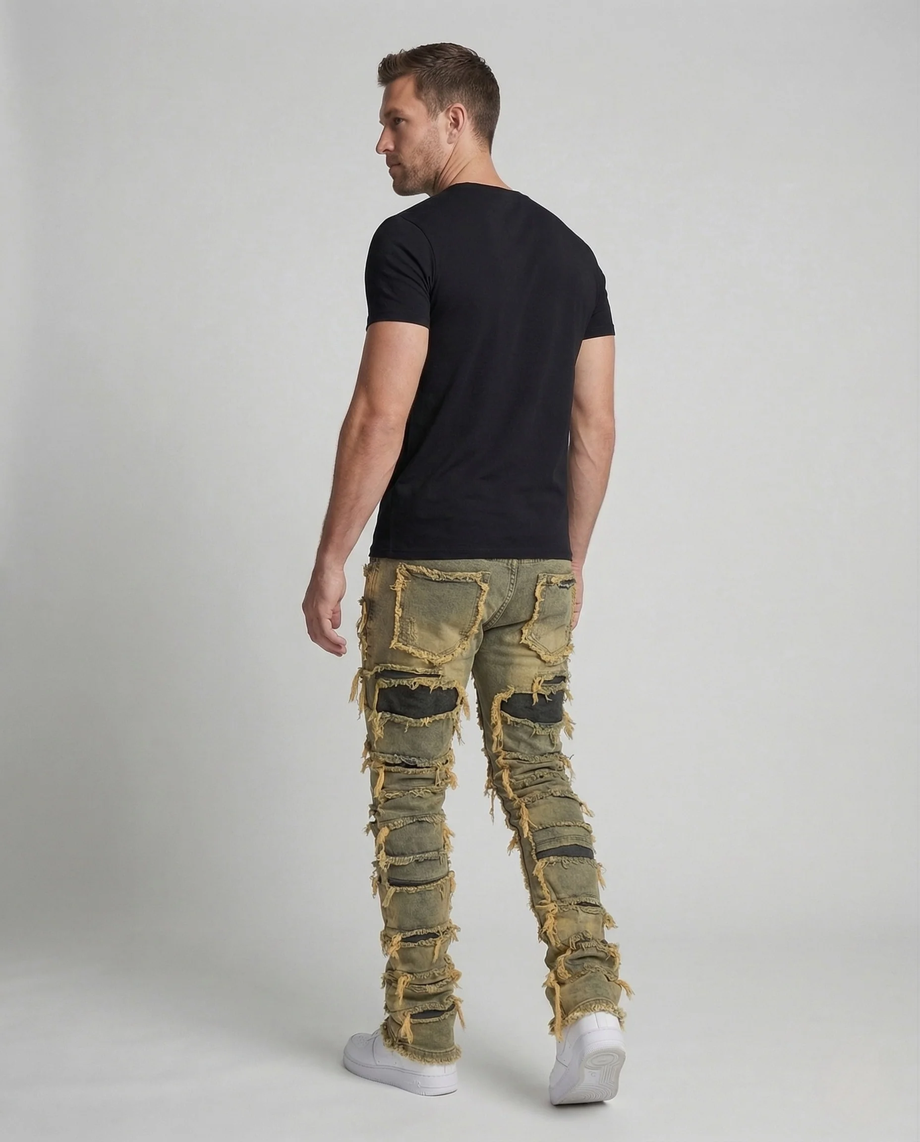 Herren Slim Fit Jeans mit Fransenstreifen - Image 4