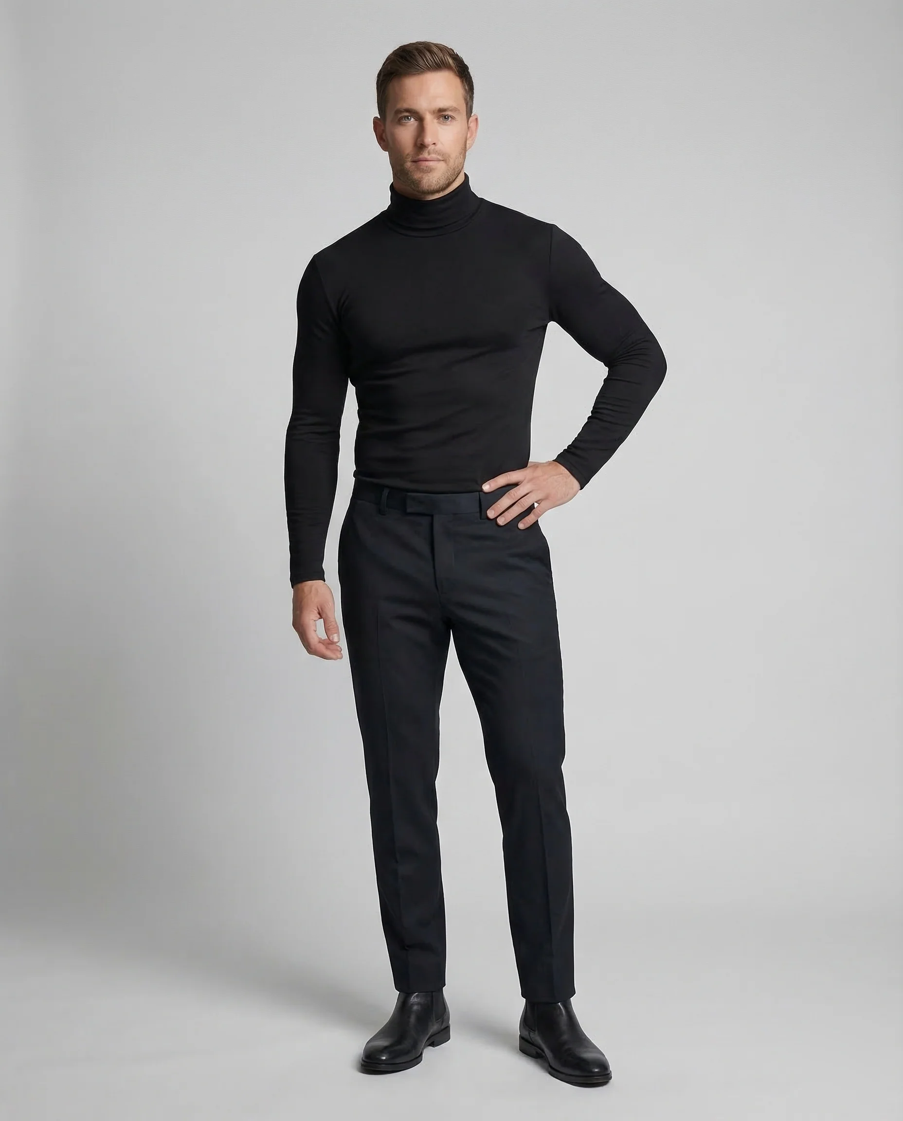 Herren Rollkragenpullover Feinstrick