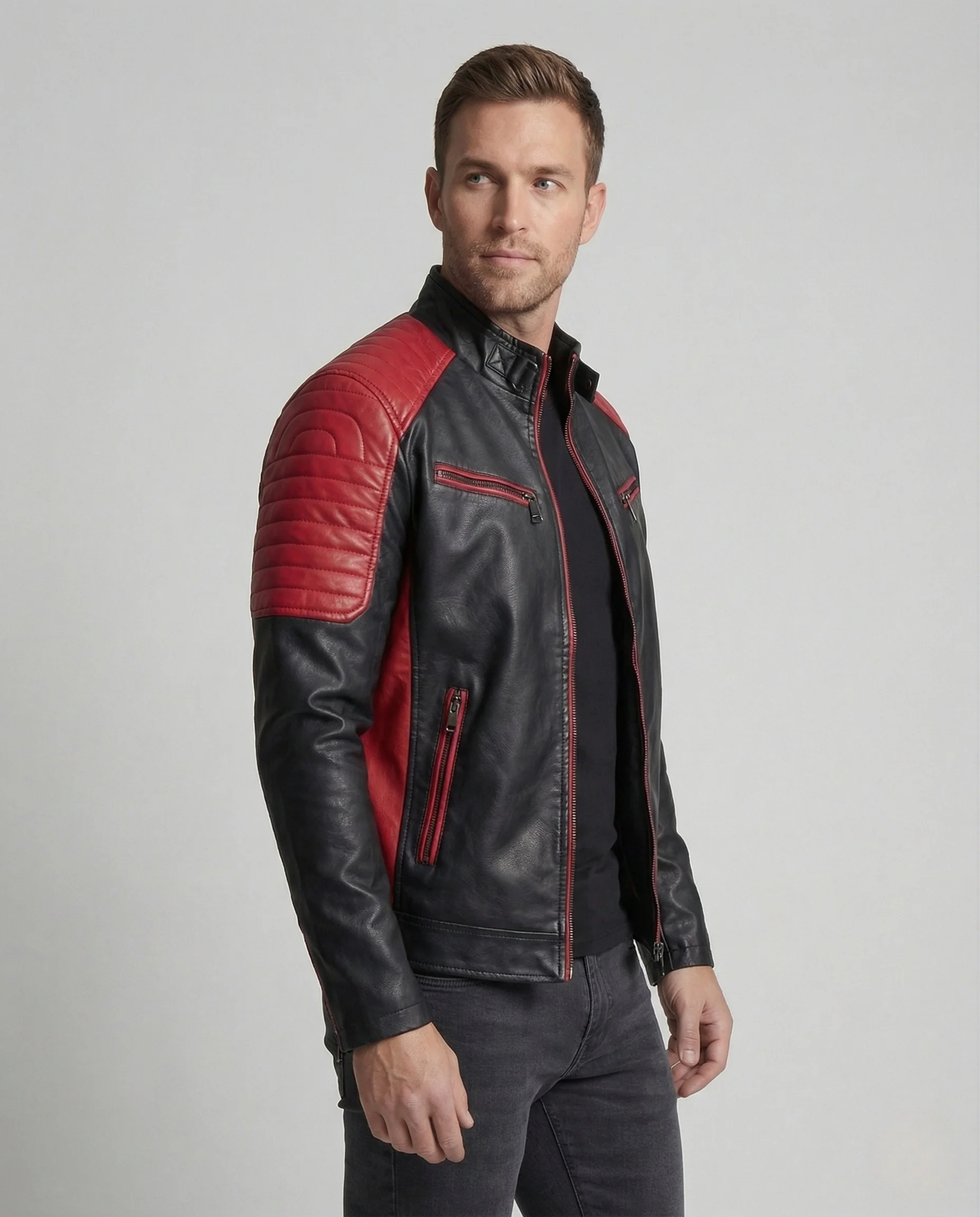 Herren Neo Moto Blouson mit Stehkragen & Zipper - Image 2