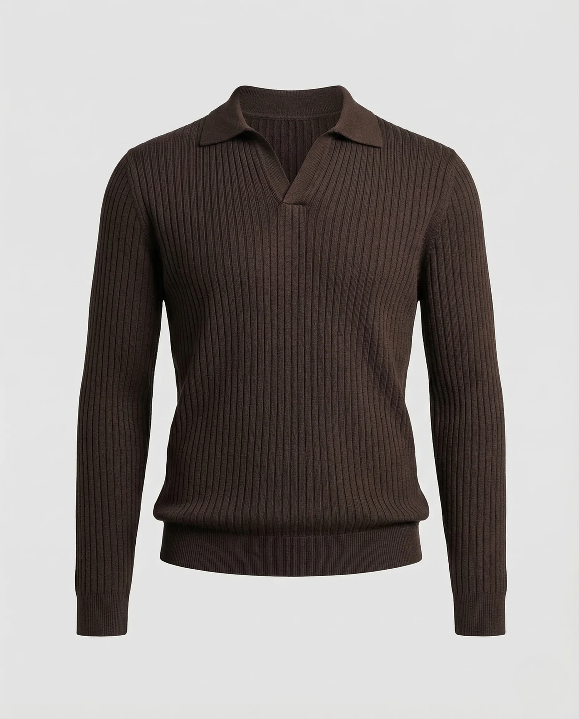 Herren Rippenstrick Polo Kentkragen - Image 5
