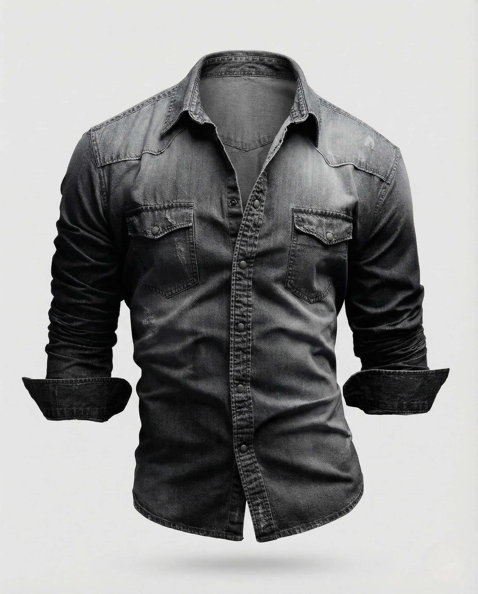 Herren Jeanshemd Slim Fit mit Druckknöpfen und Brusttaschen - Image 6
