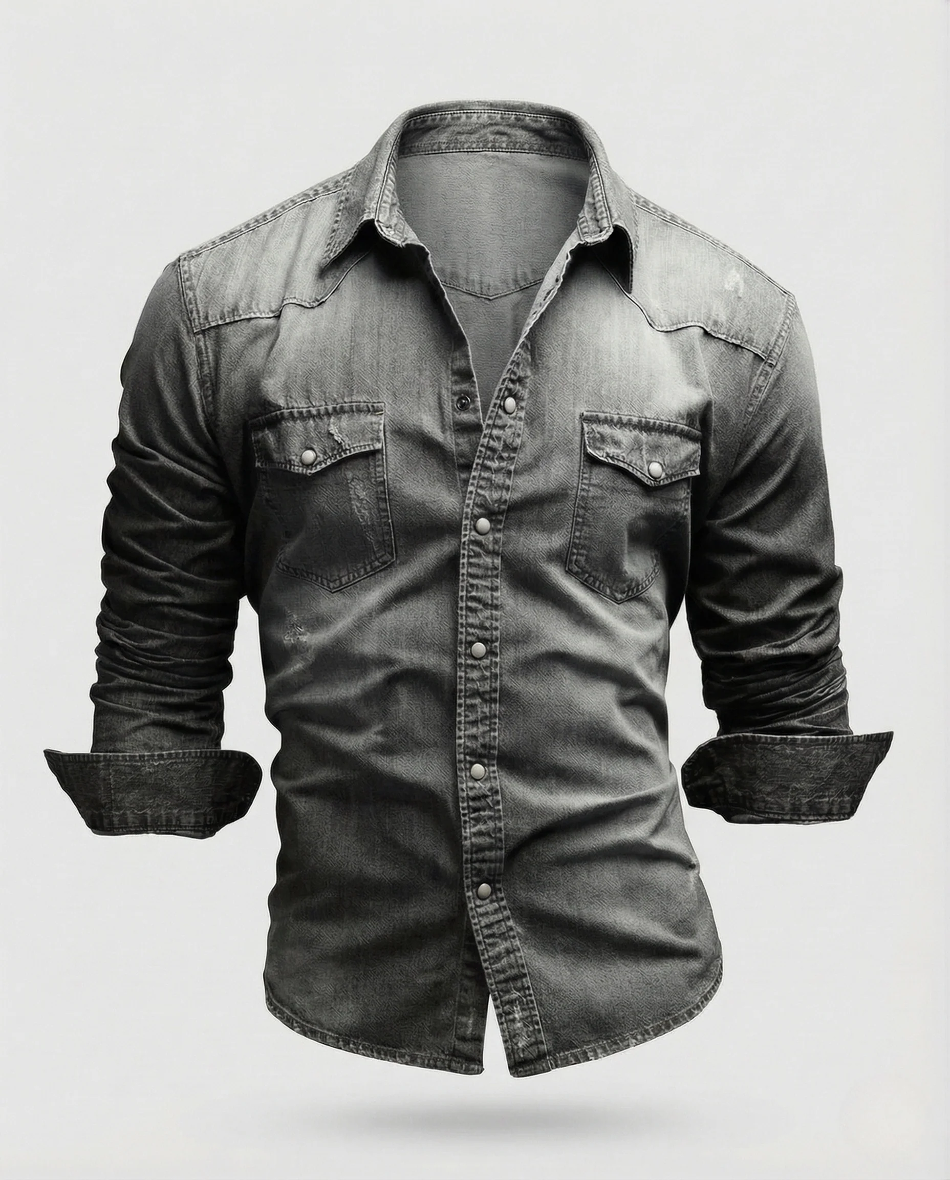 Herren Jeanshemd Slim Fit mit Druckknöpfen und Brusttaschen - Image 8