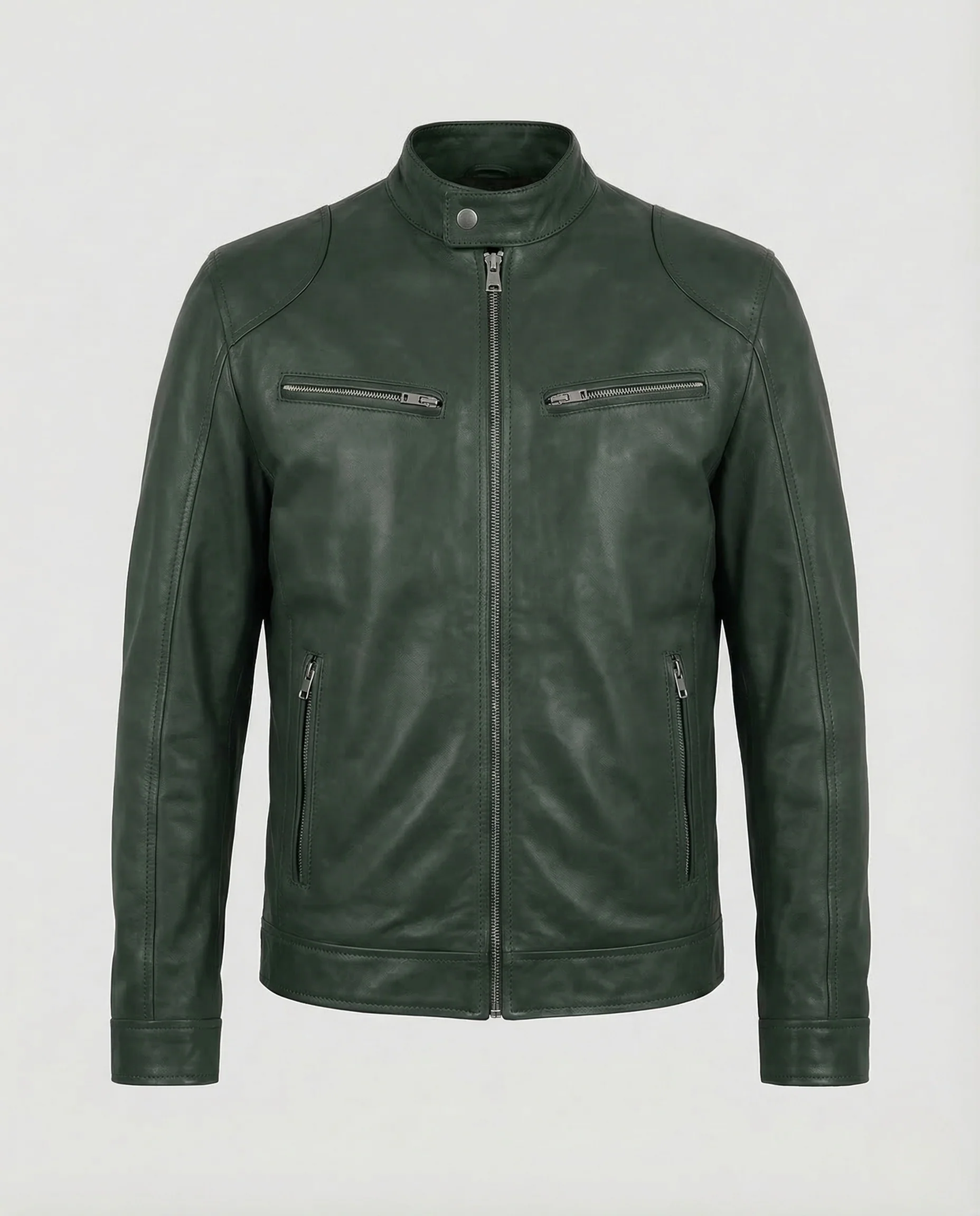 Herren Lederjacke Slim Stehkragen - Image 12