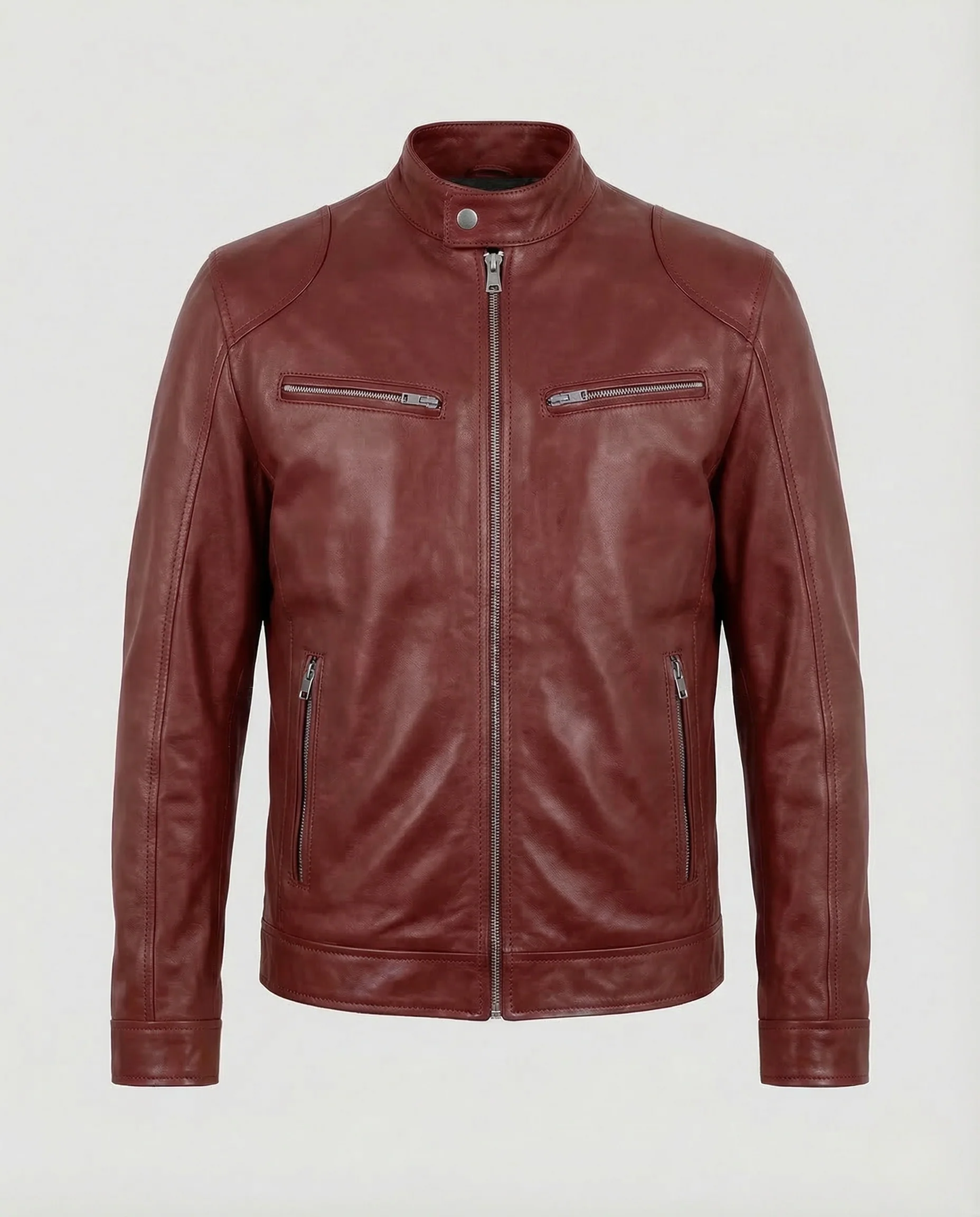 Herren Lederjacke Slim Stehkragen - Image 15