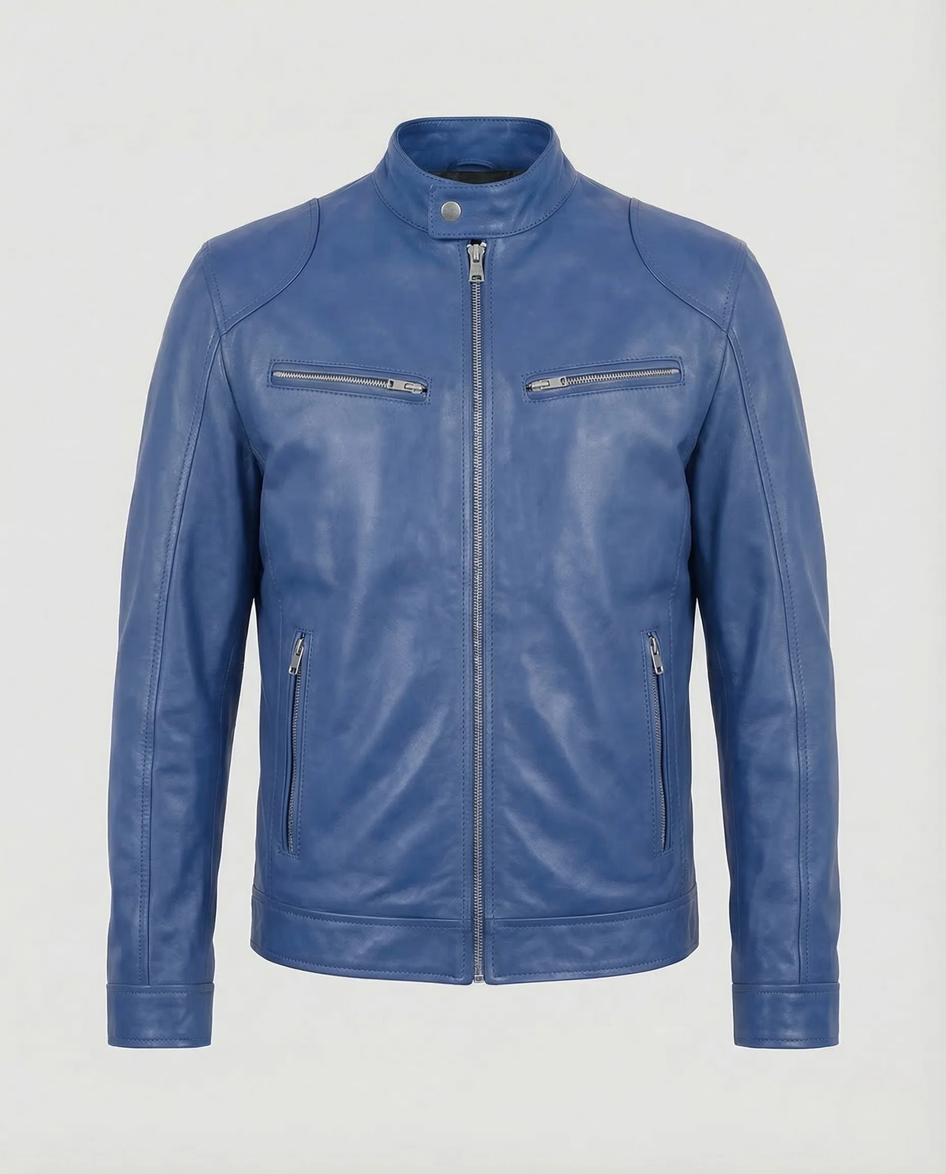 Herren Lederjacke Slim Stehkragen - Image 8