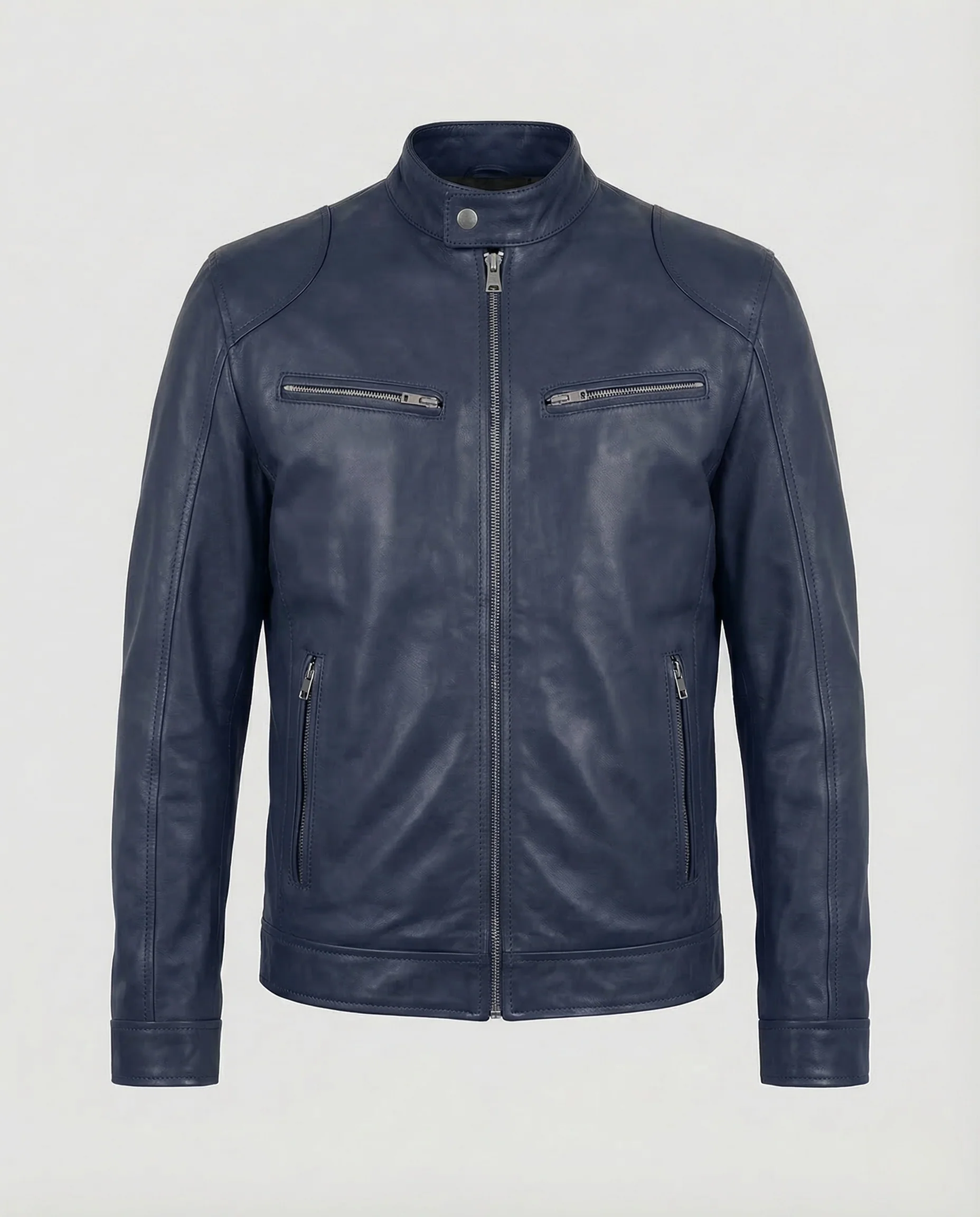 Herren Lederjacke Slim Stehkragen - Image 9