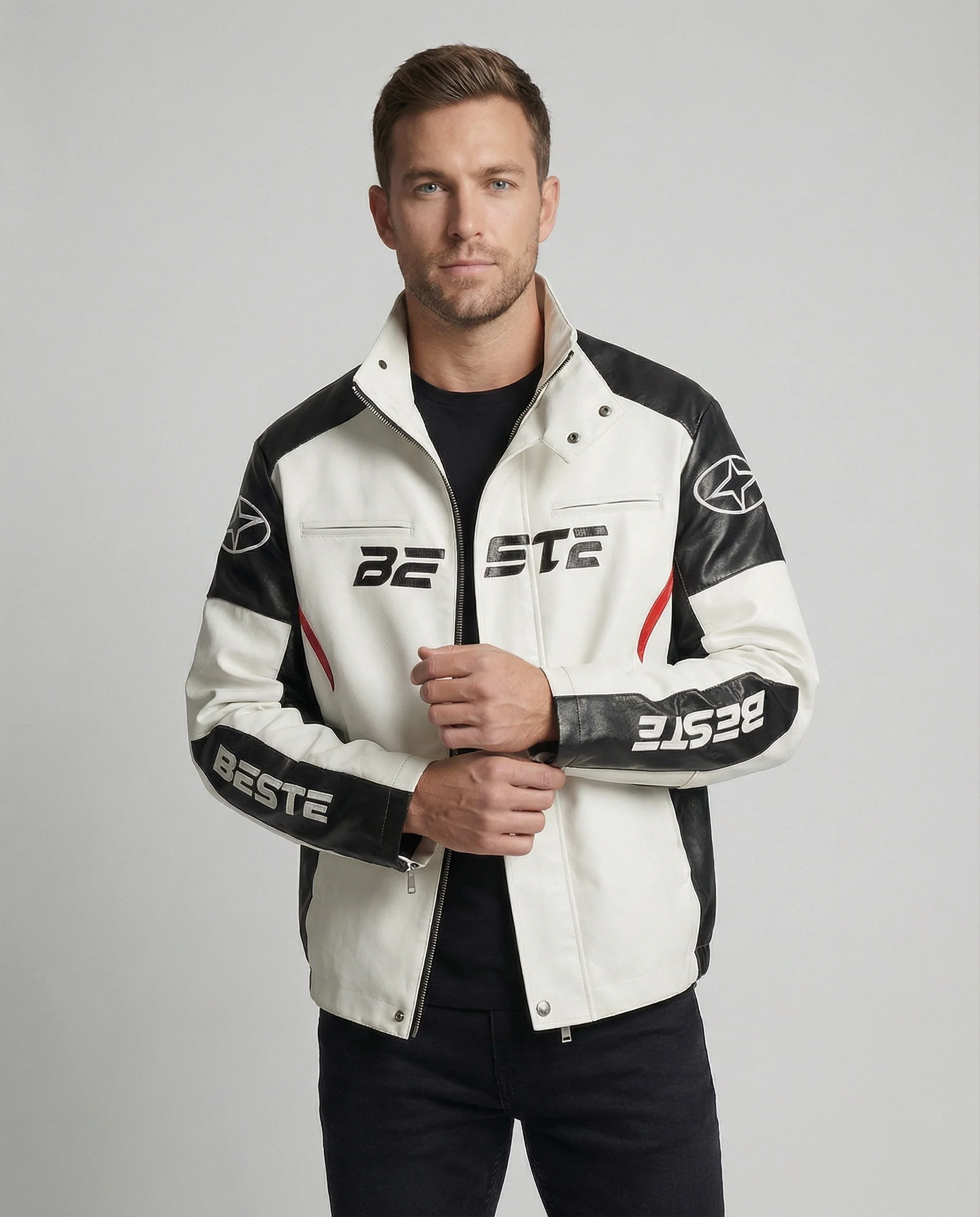Herren Racing Bikerjacke Kunstleder - Image 6