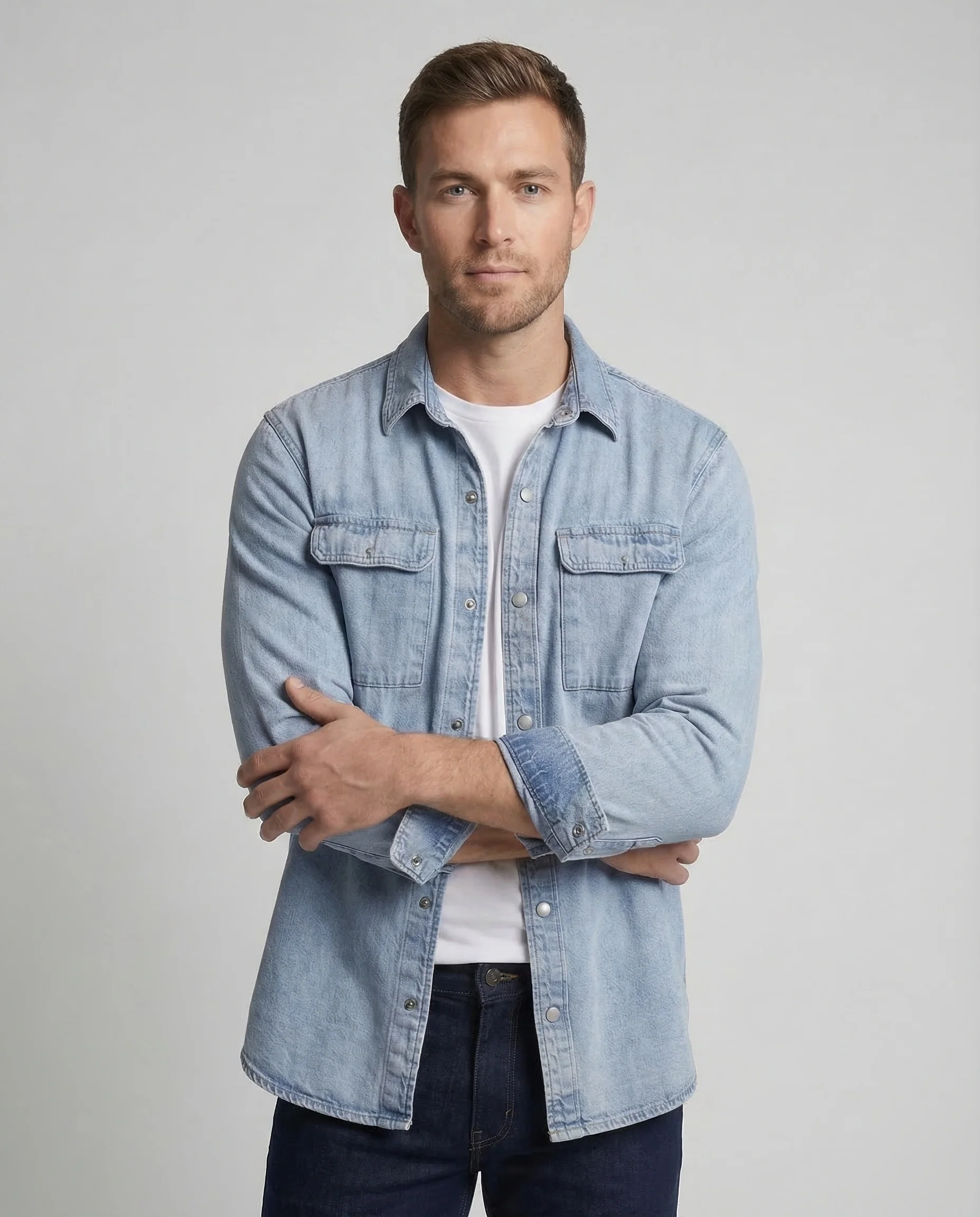 Herren Jeanshemdjacke Druckknöpfe - Image 2