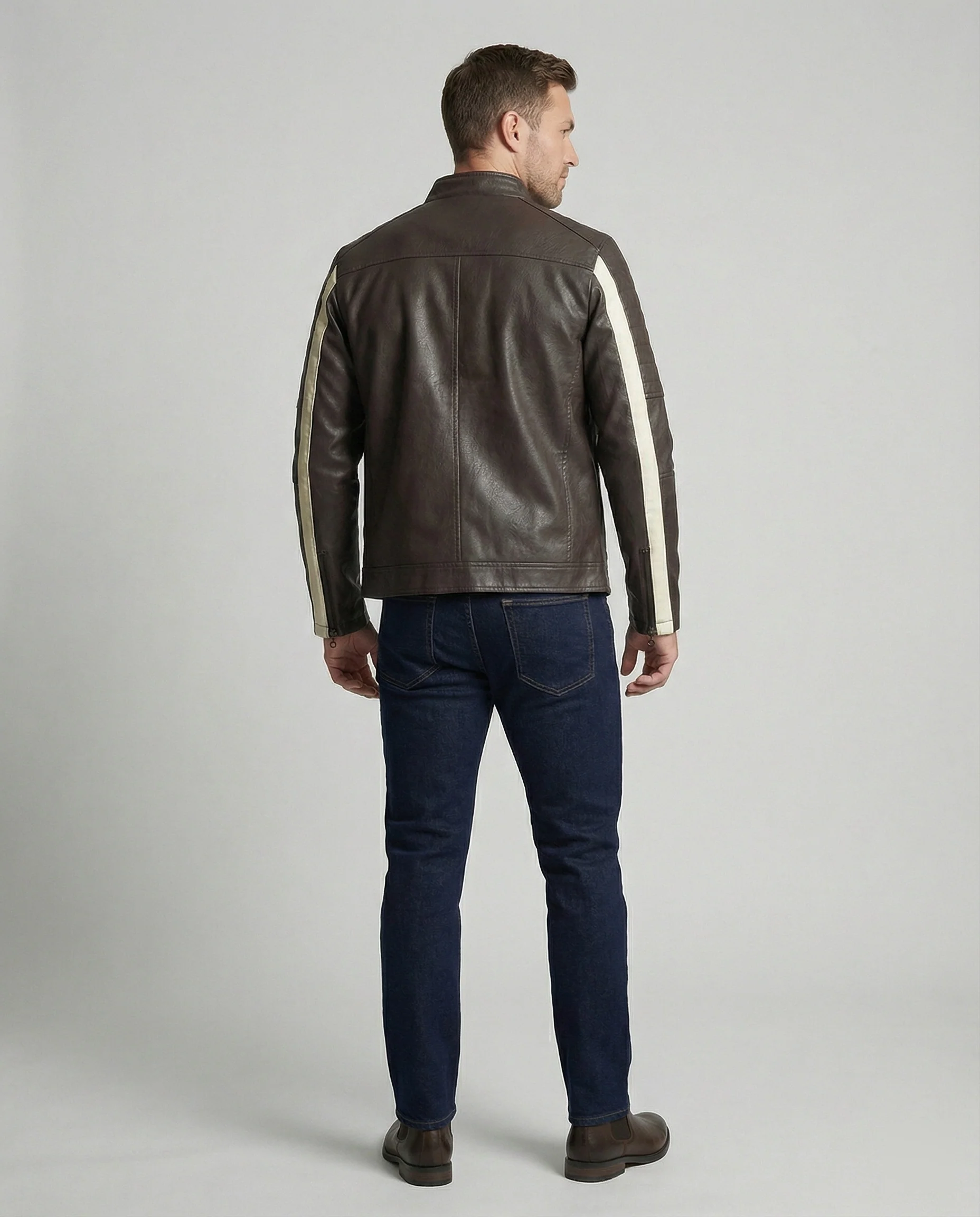 Herren Bikerjacke Herren Kunstleder - Image 2
