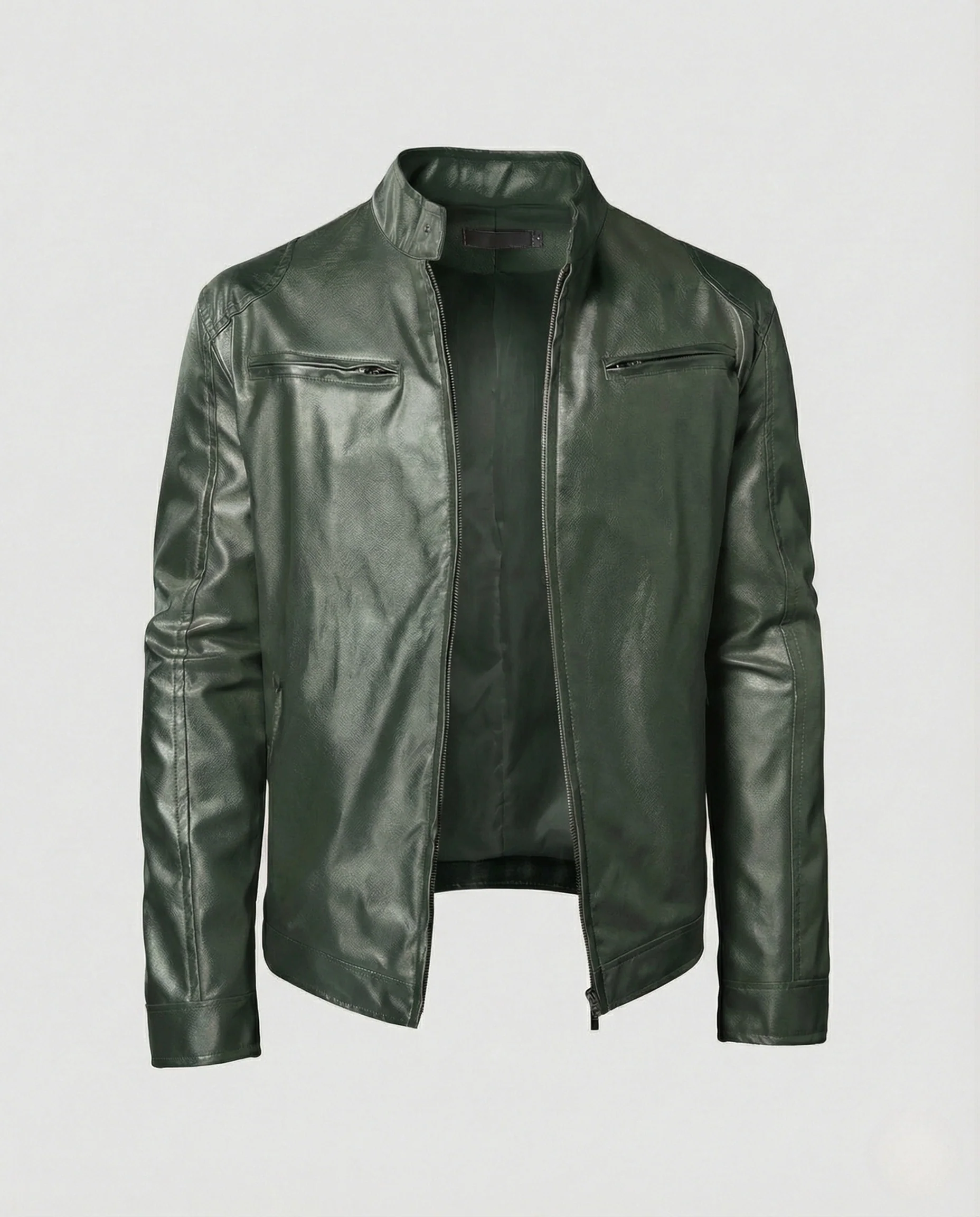 Herren Kunstleder Bikerjacke tailliert - Image 10