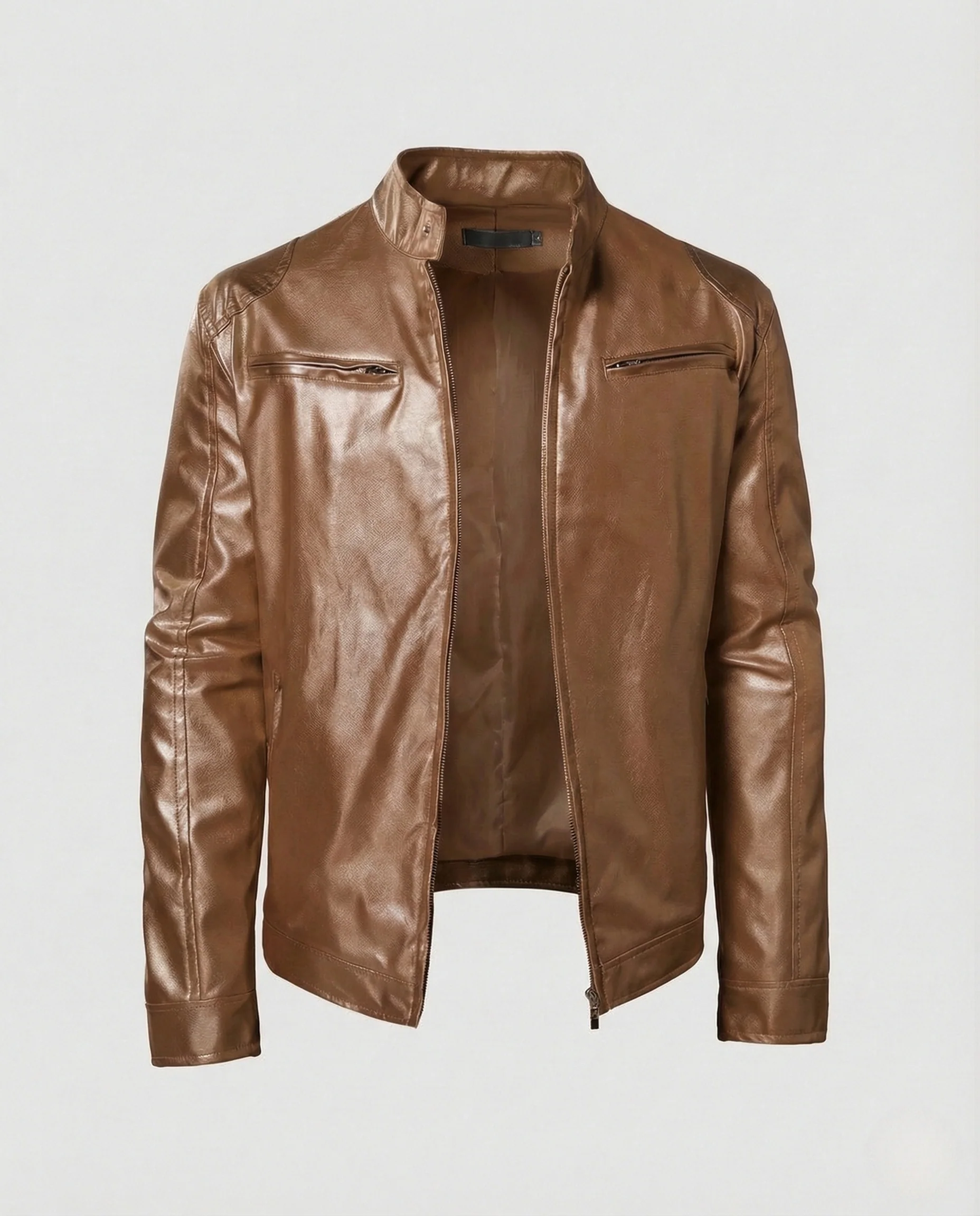 Herren Kunstleder Bikerjacke tailliert - Image 12