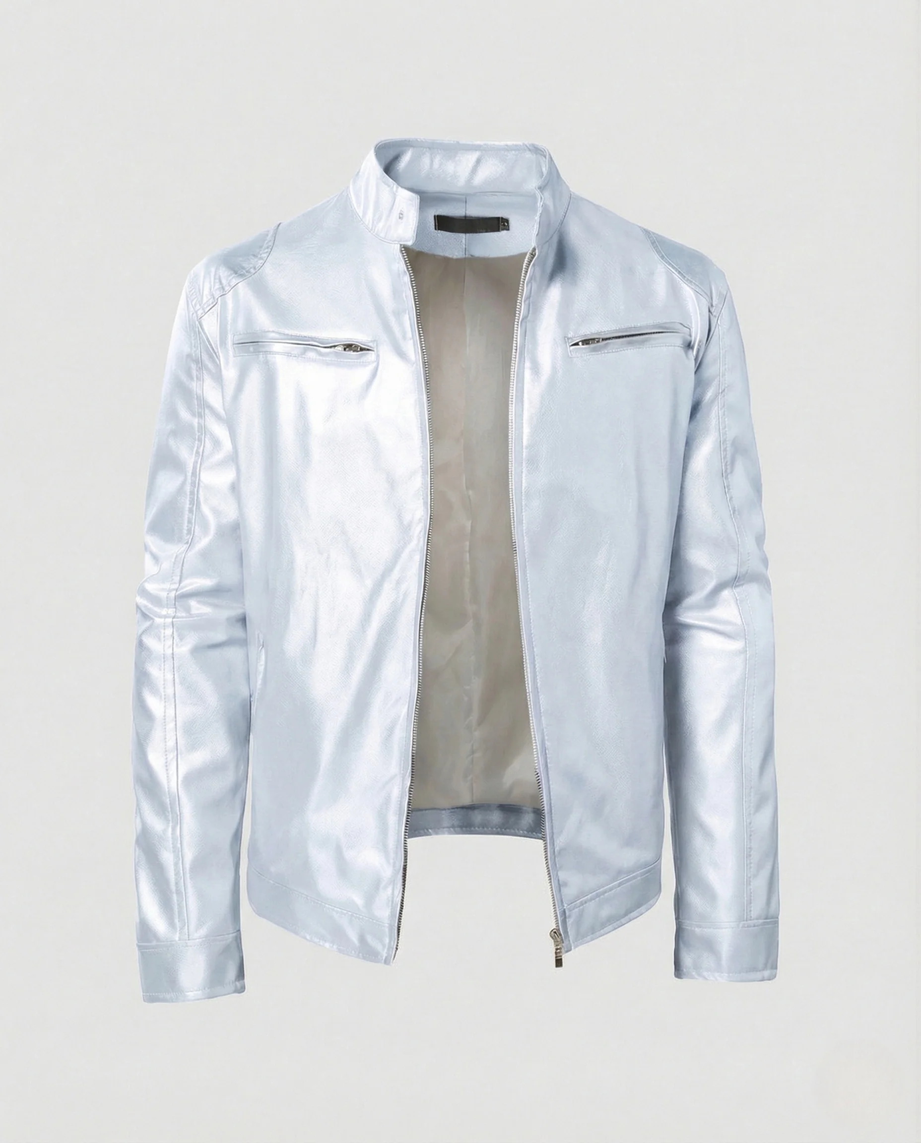 Herren Kunstleder Bikerjacke tailliert - Image 7