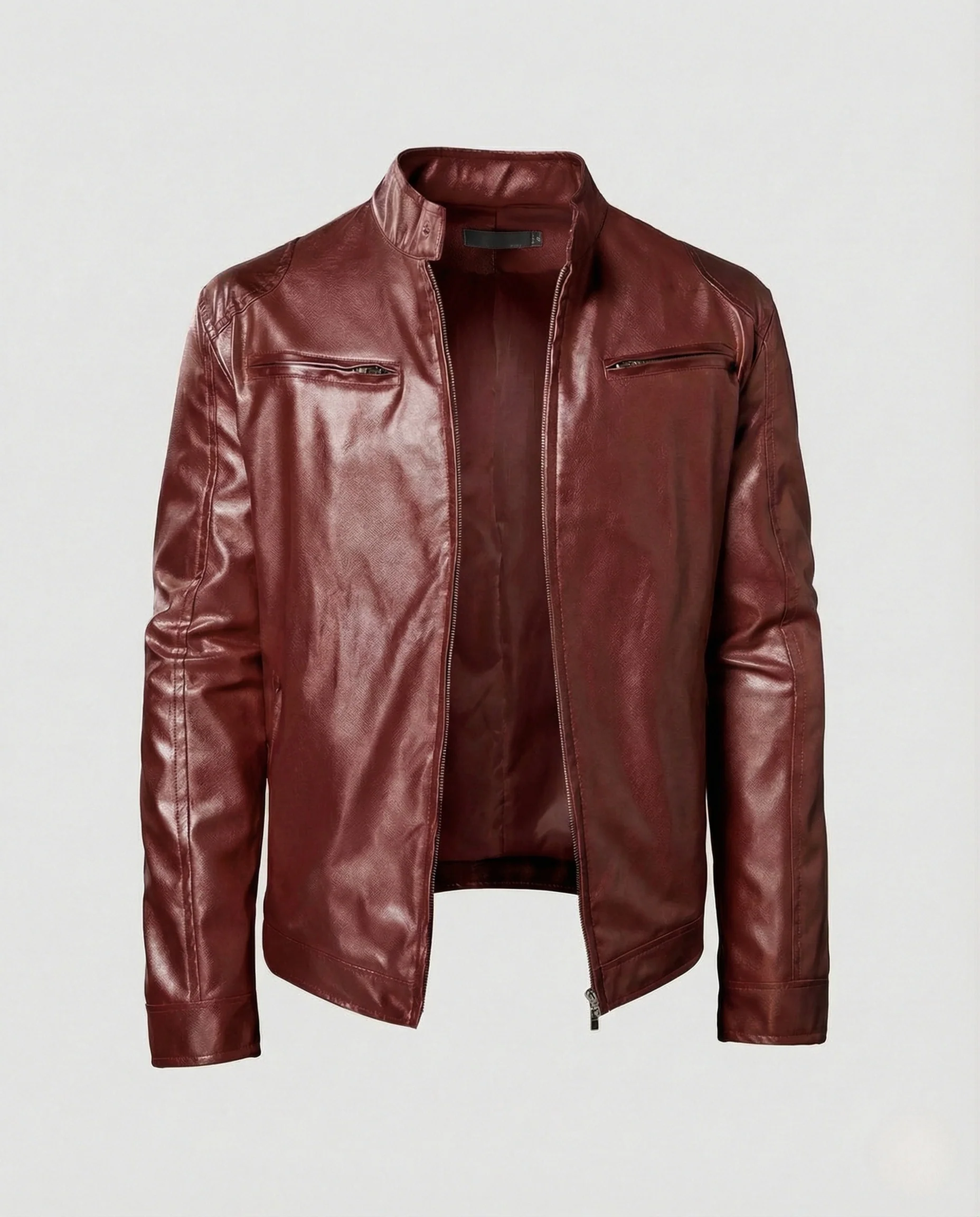 Herren Kunstleder Bikerjacke tailliert - Image 9