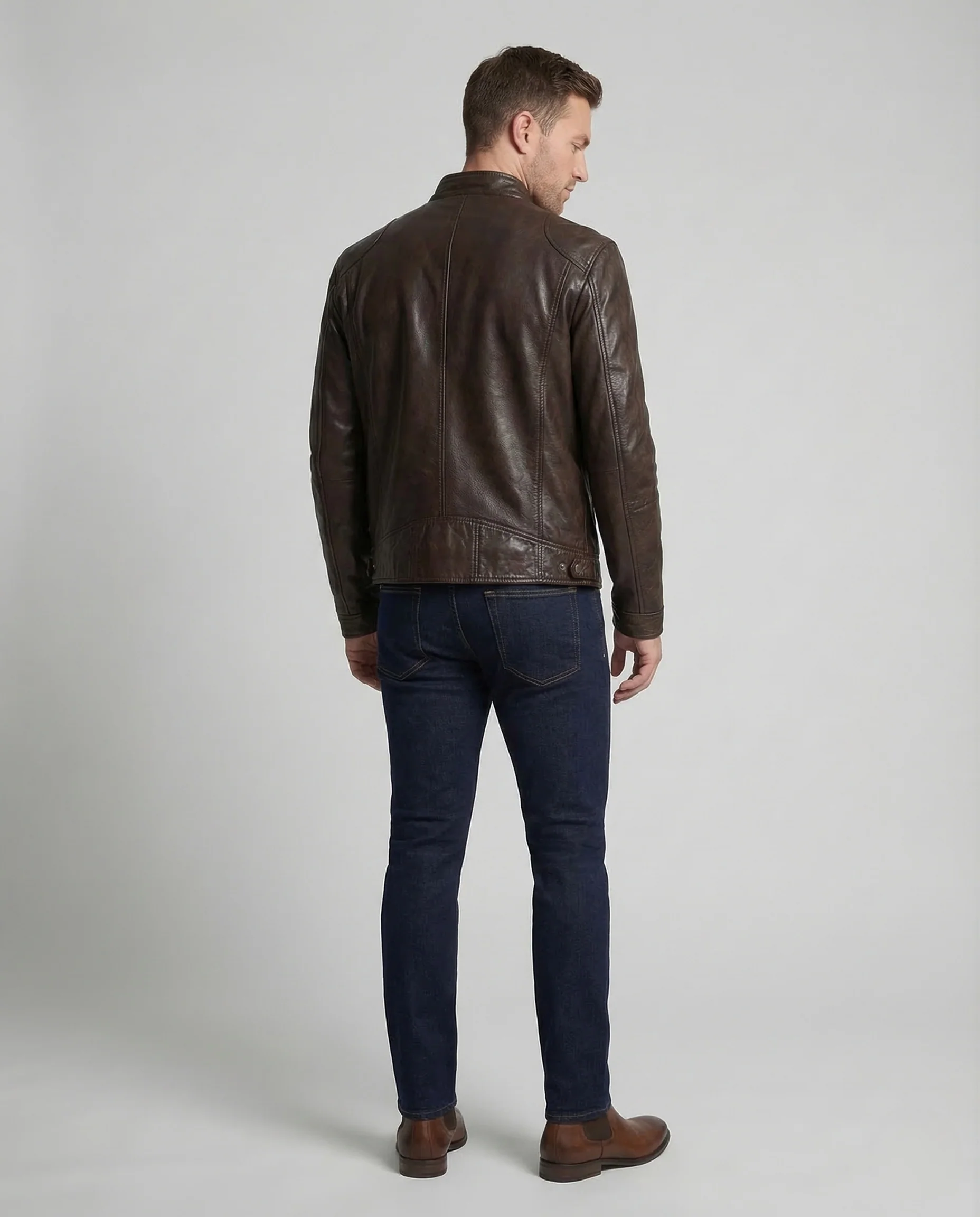 Herren Lederjacke Lammnappa Stehkragen - Image 4