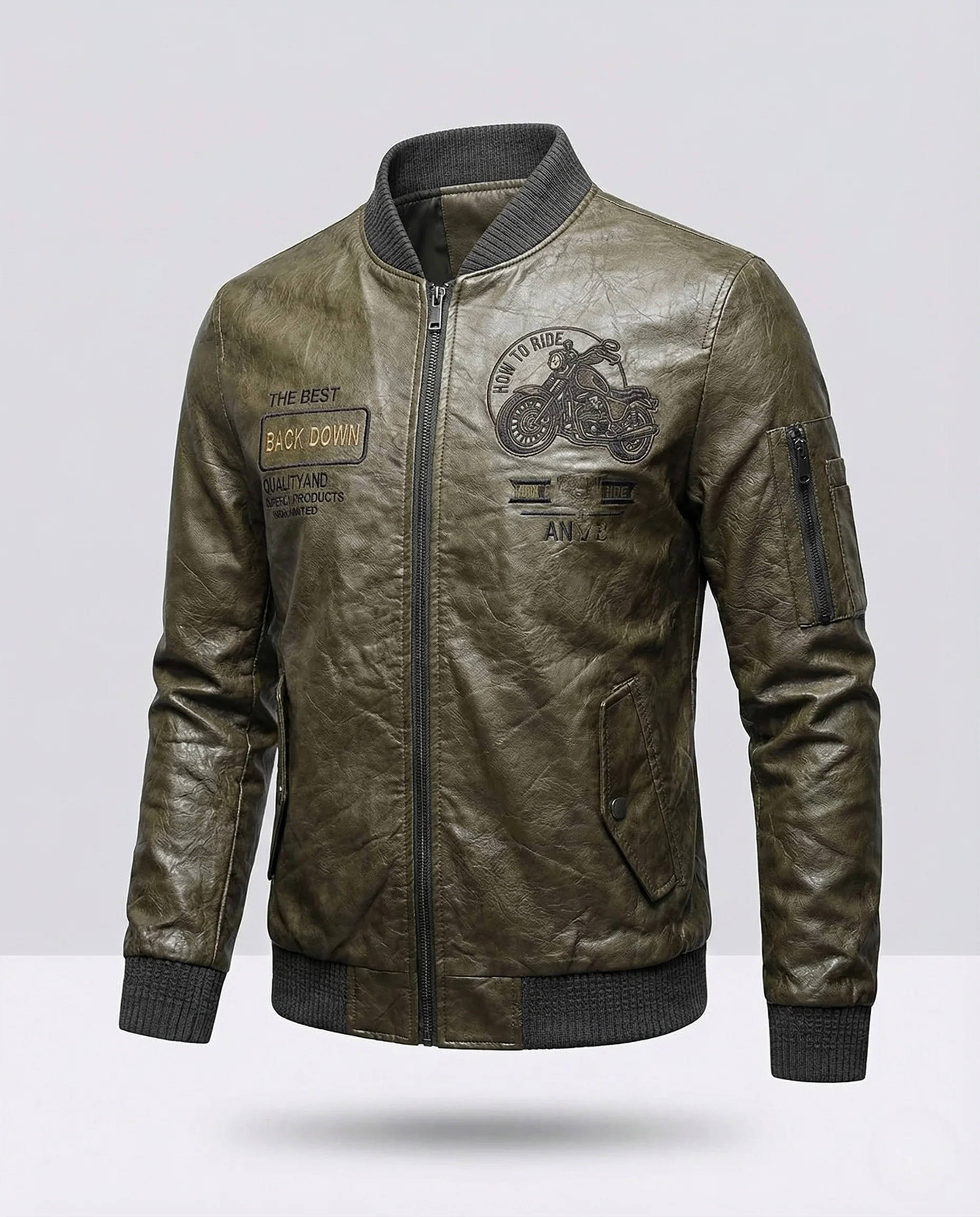 Herren Flightjacke Lederoptik - Image 5