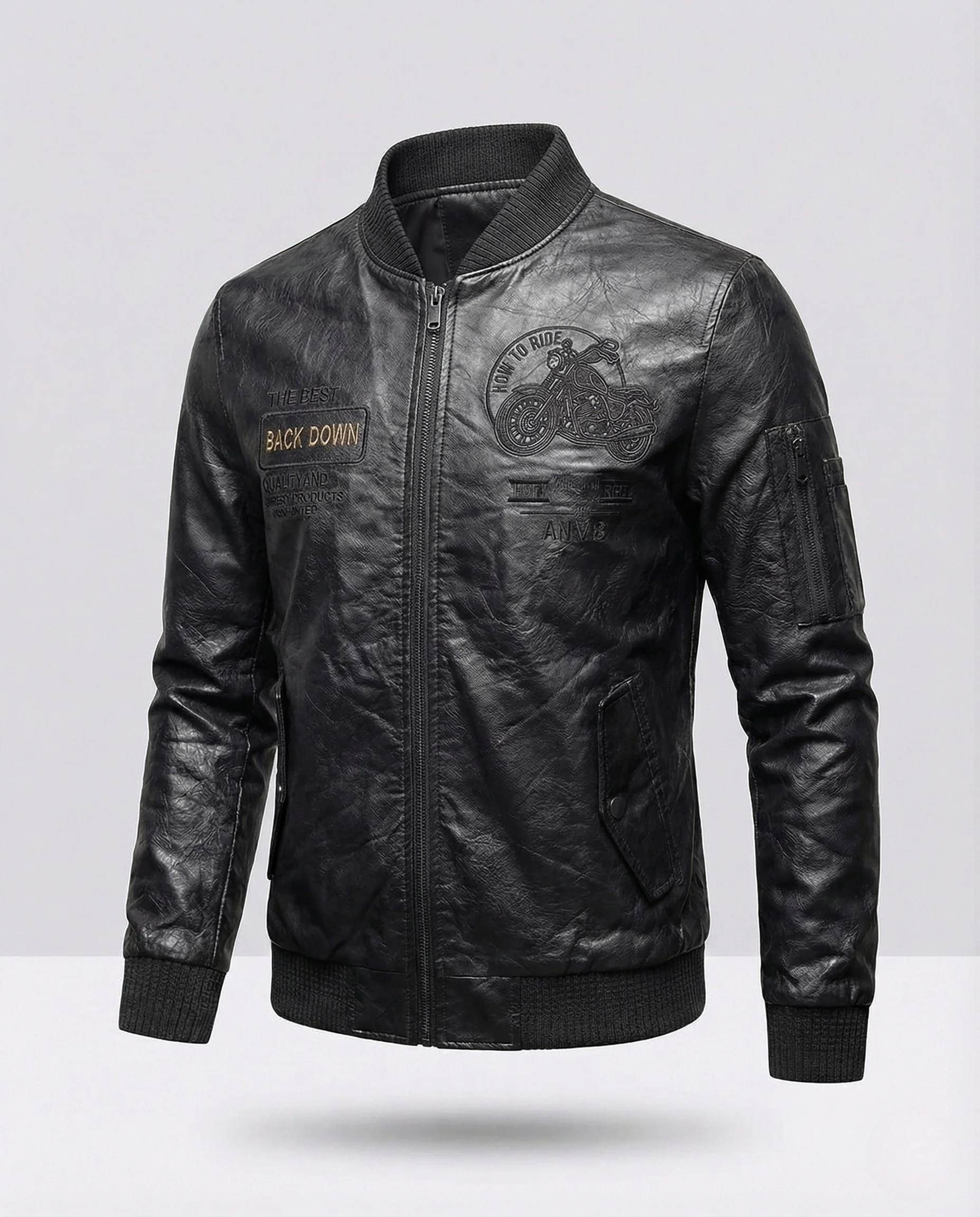 Herren Flightjacke Lederoptik - Image 6