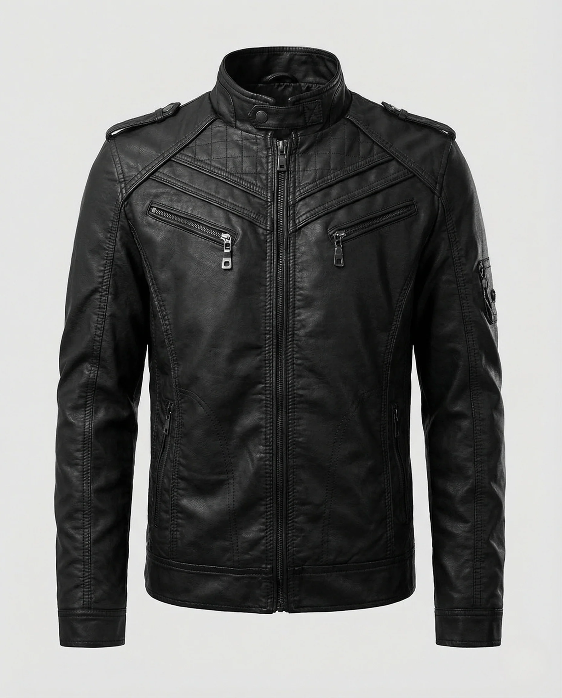 Herren Motorradjacke Kunstleder - Image 5