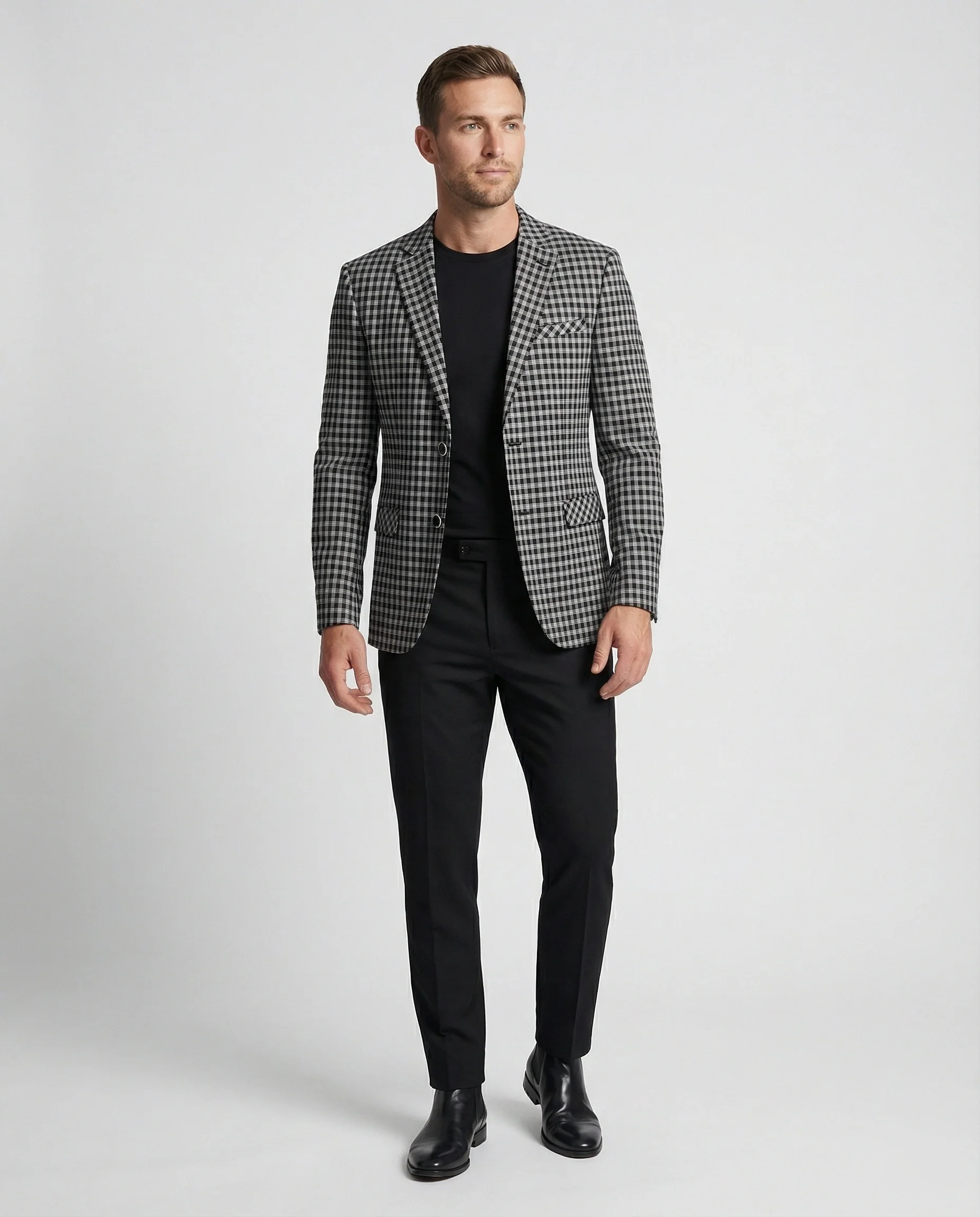 Herren Glencheck Sakko Slim Fit Einreiher - Image 5