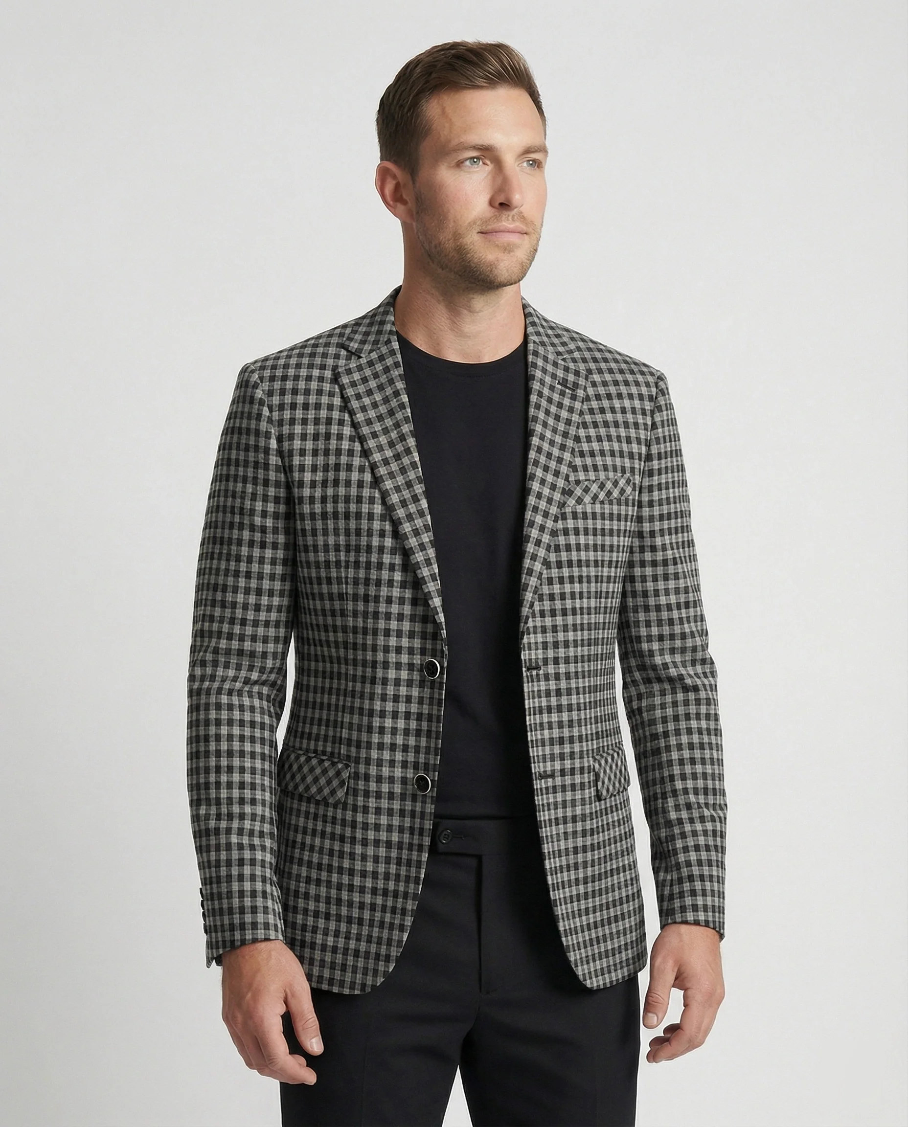 Herren Glencheck Sakko Slim Fit Einreiher - Image 6