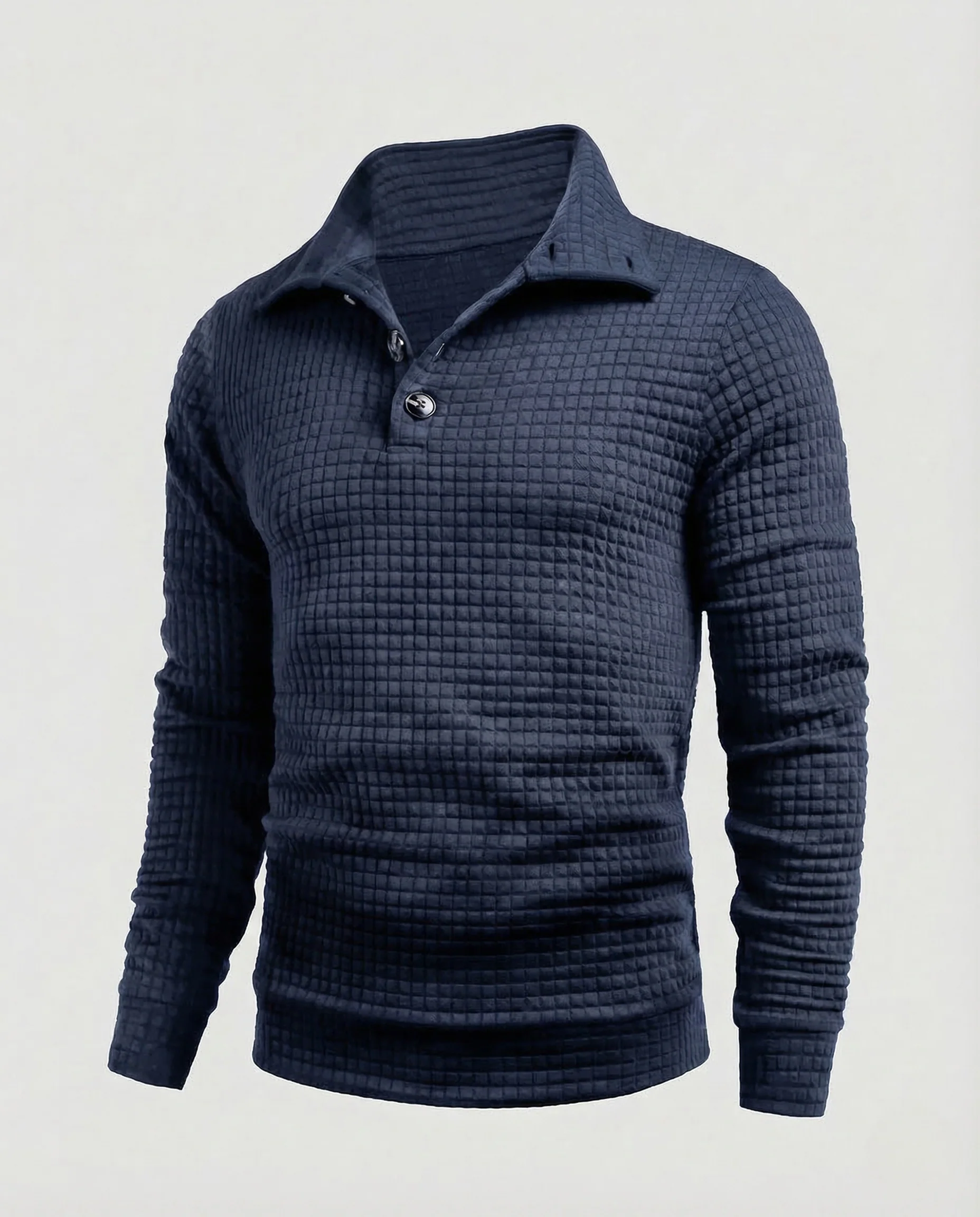 Herren Waffelstrick Pullover Polokragen - Image 6