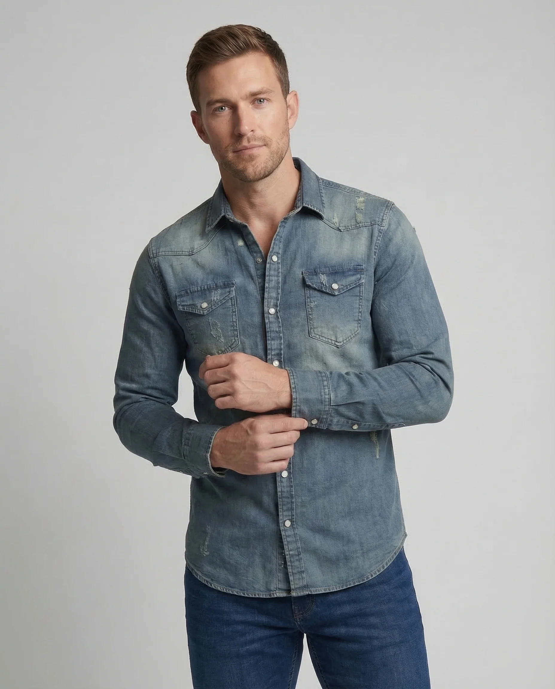 Herren Westernhemd Denim - Image 2
