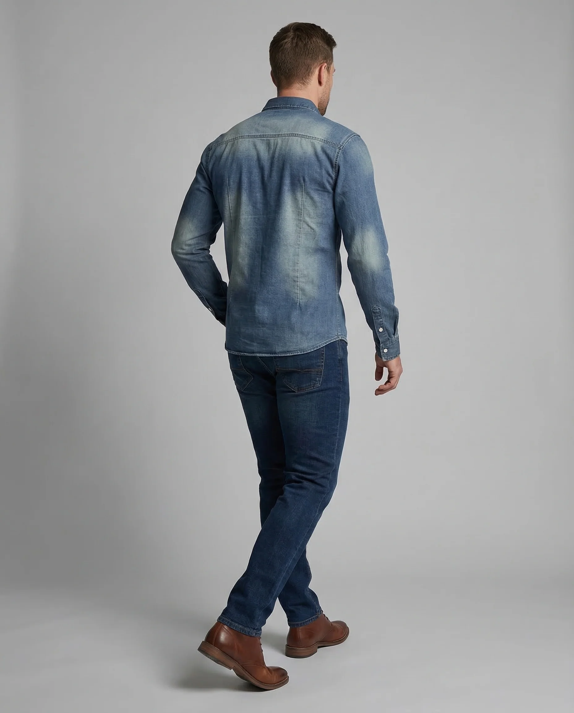Herren Westernhemd Denim - Image 4