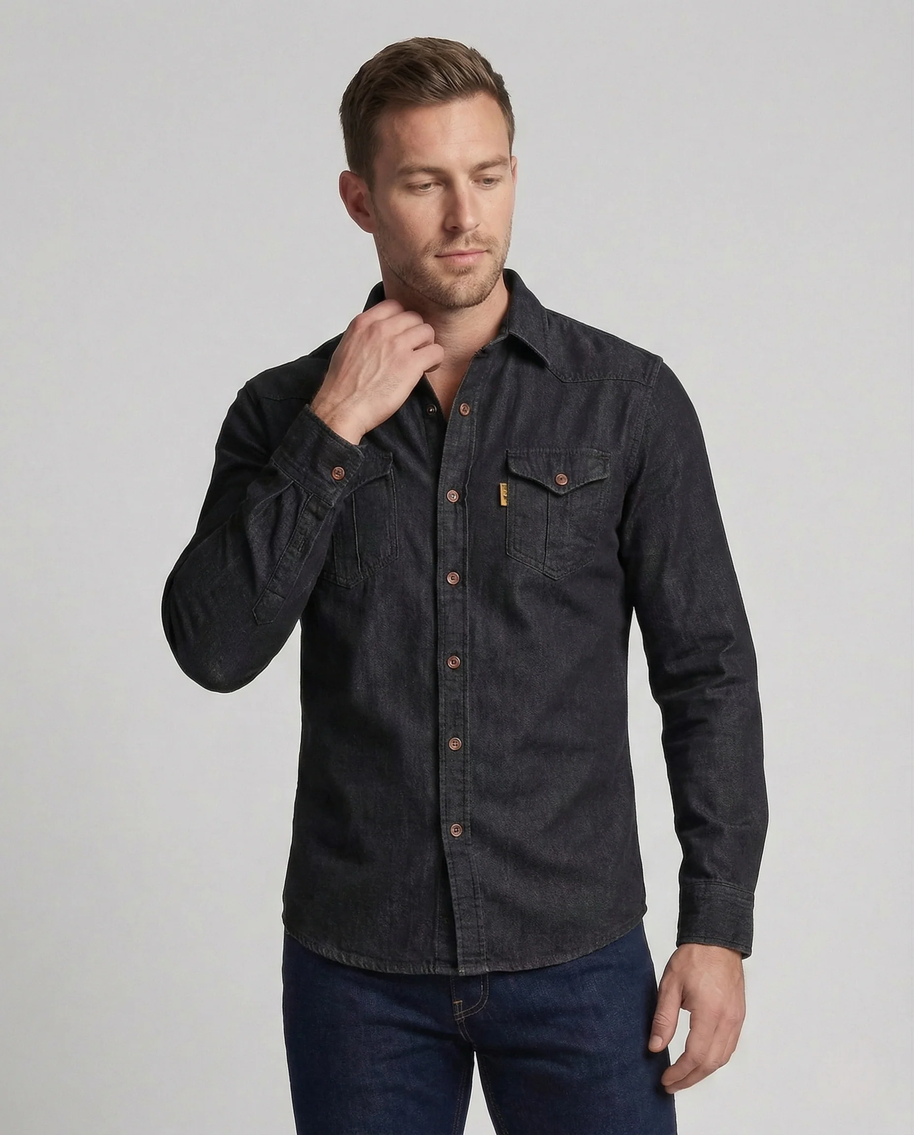 Herren Western Denim Hemd mit Brustklappen - Image 2