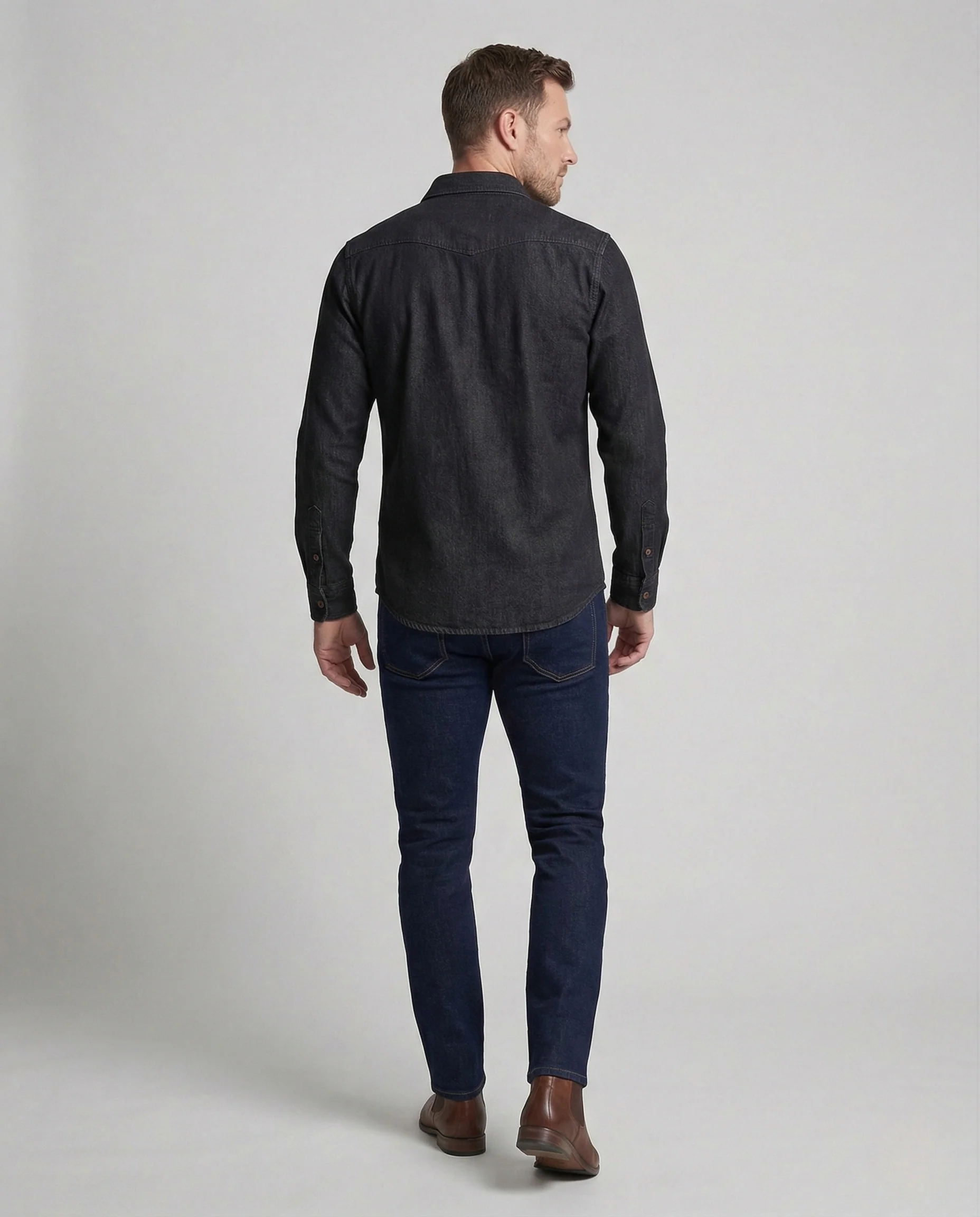 Herren Western Denim Hemd mit Brustklappen - Image 4