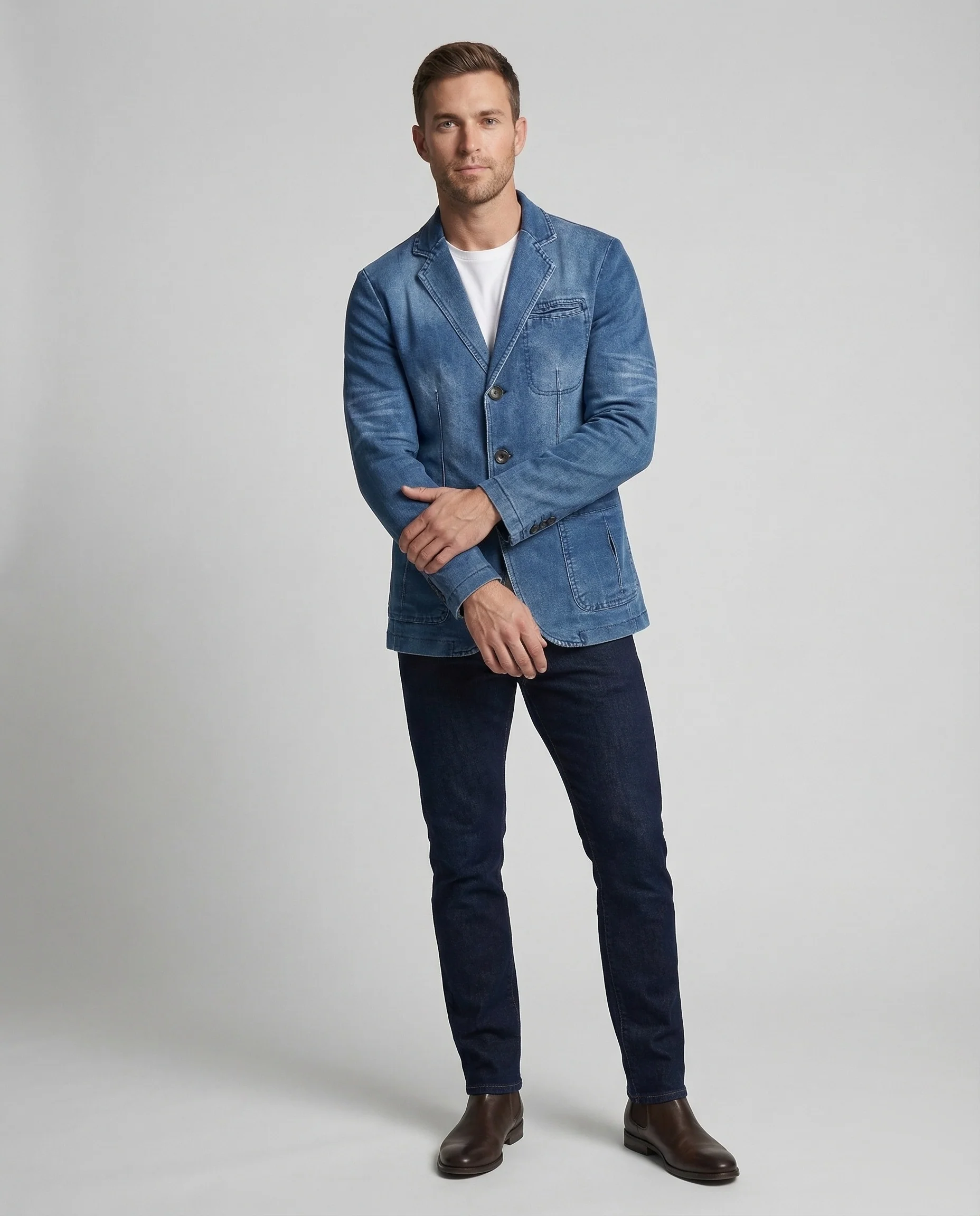 Herren Denim Sakko Casual