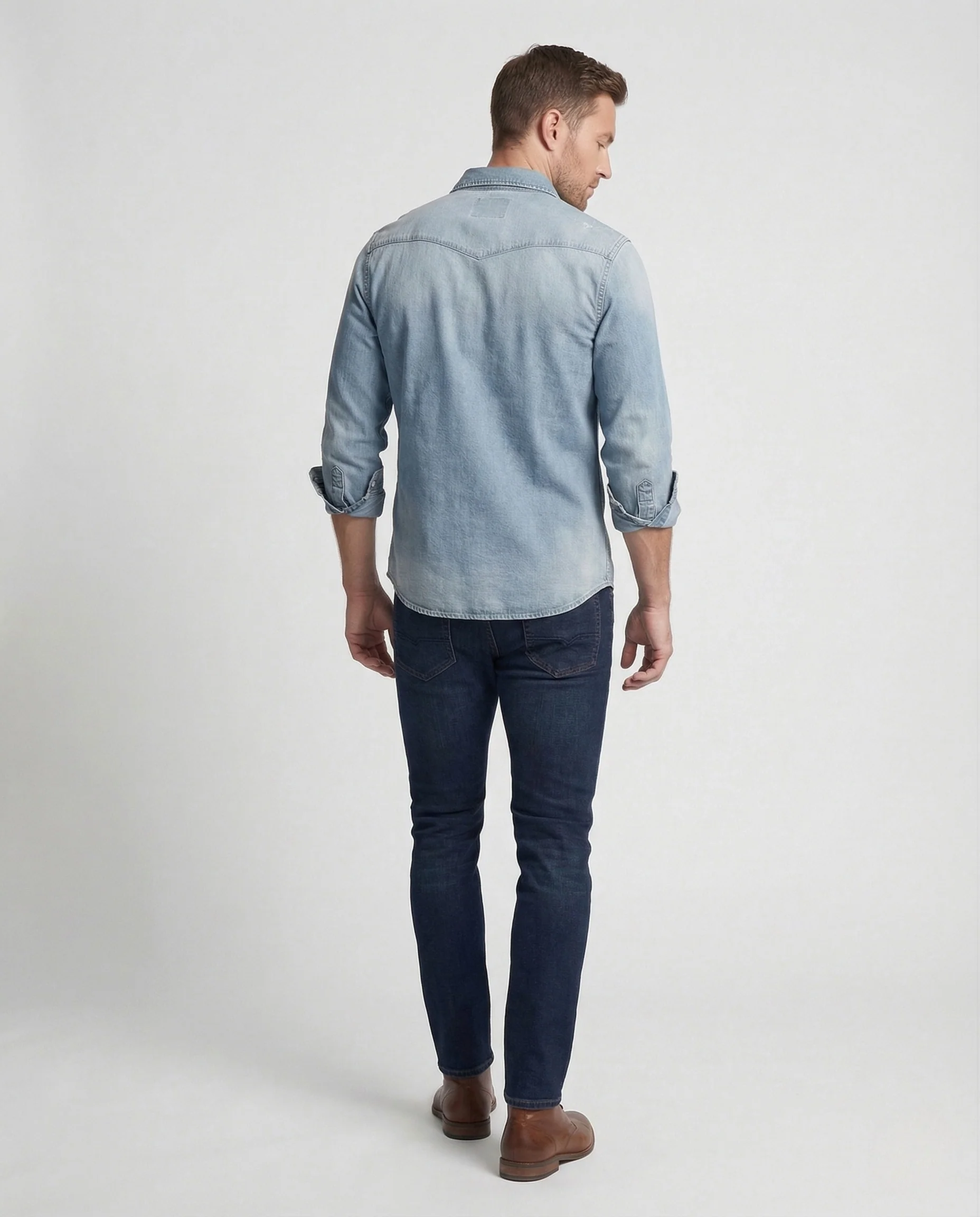 Herren Jeanshemd Slim Fit mit Druckknöpfen - Image 4