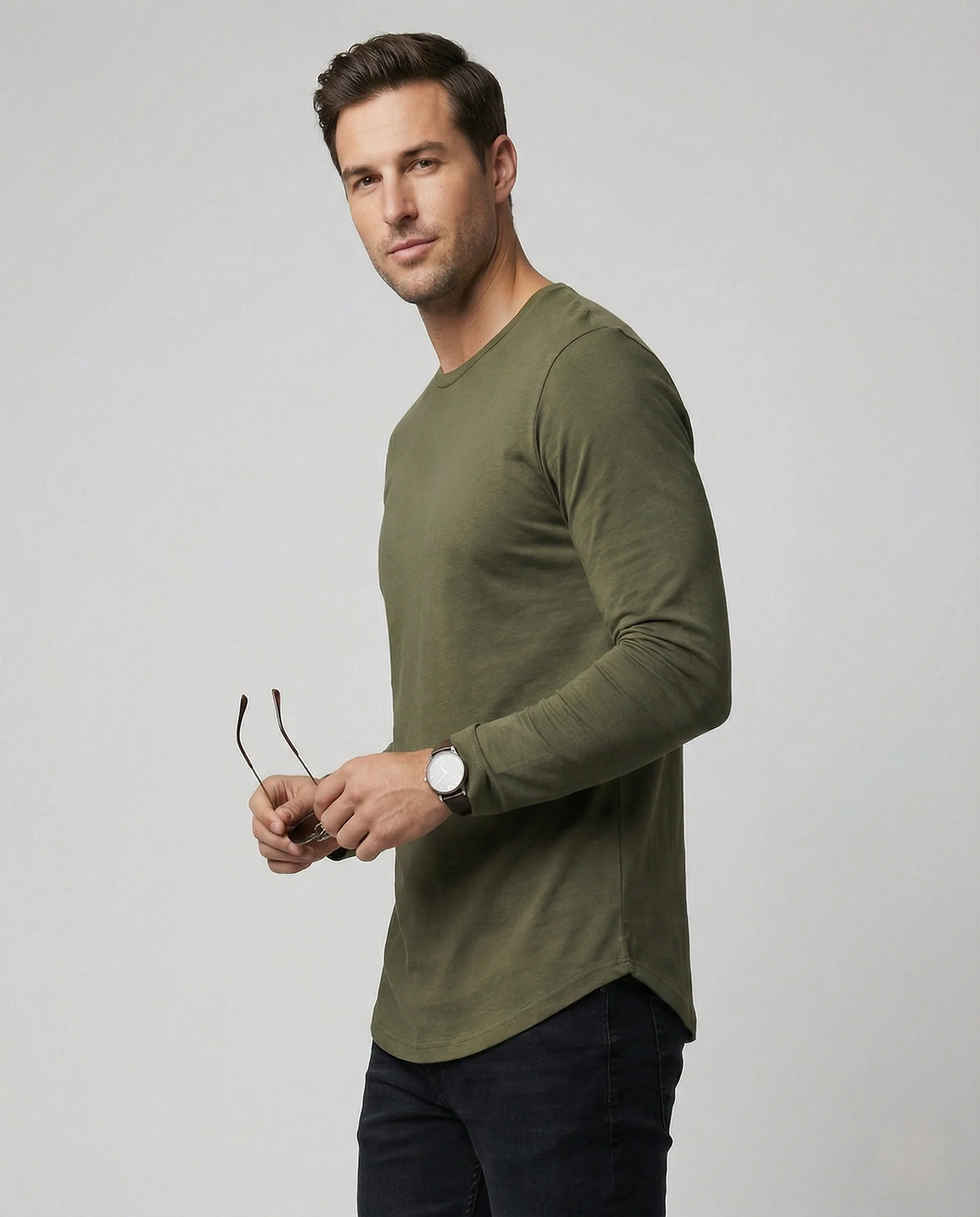 Herren Langarmshirt mit Rundhalsausschnitt