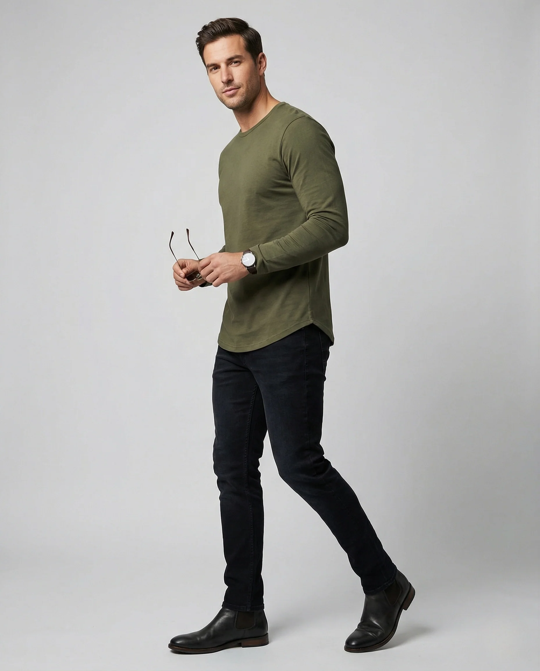 Herren Langarmshirt mit Rundhalsausschnitt - Image 2