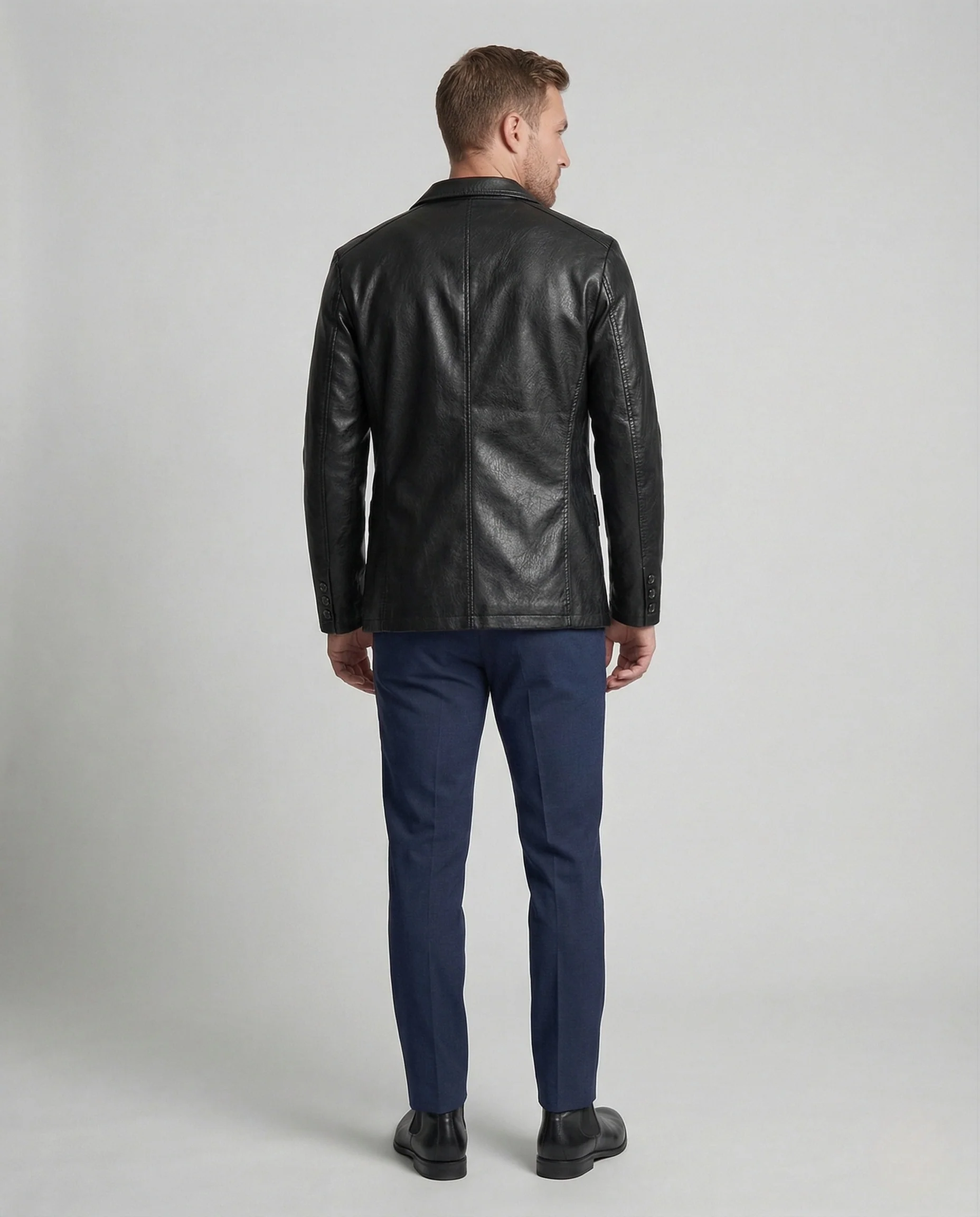 Herren Gefüttertes Leder Sakko - Image 3