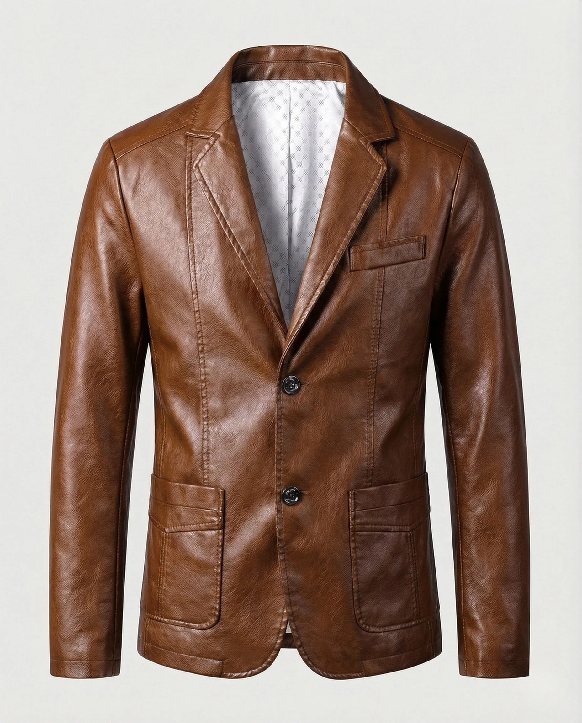 Herren Gefüttertes Leder Sakko - Image 6