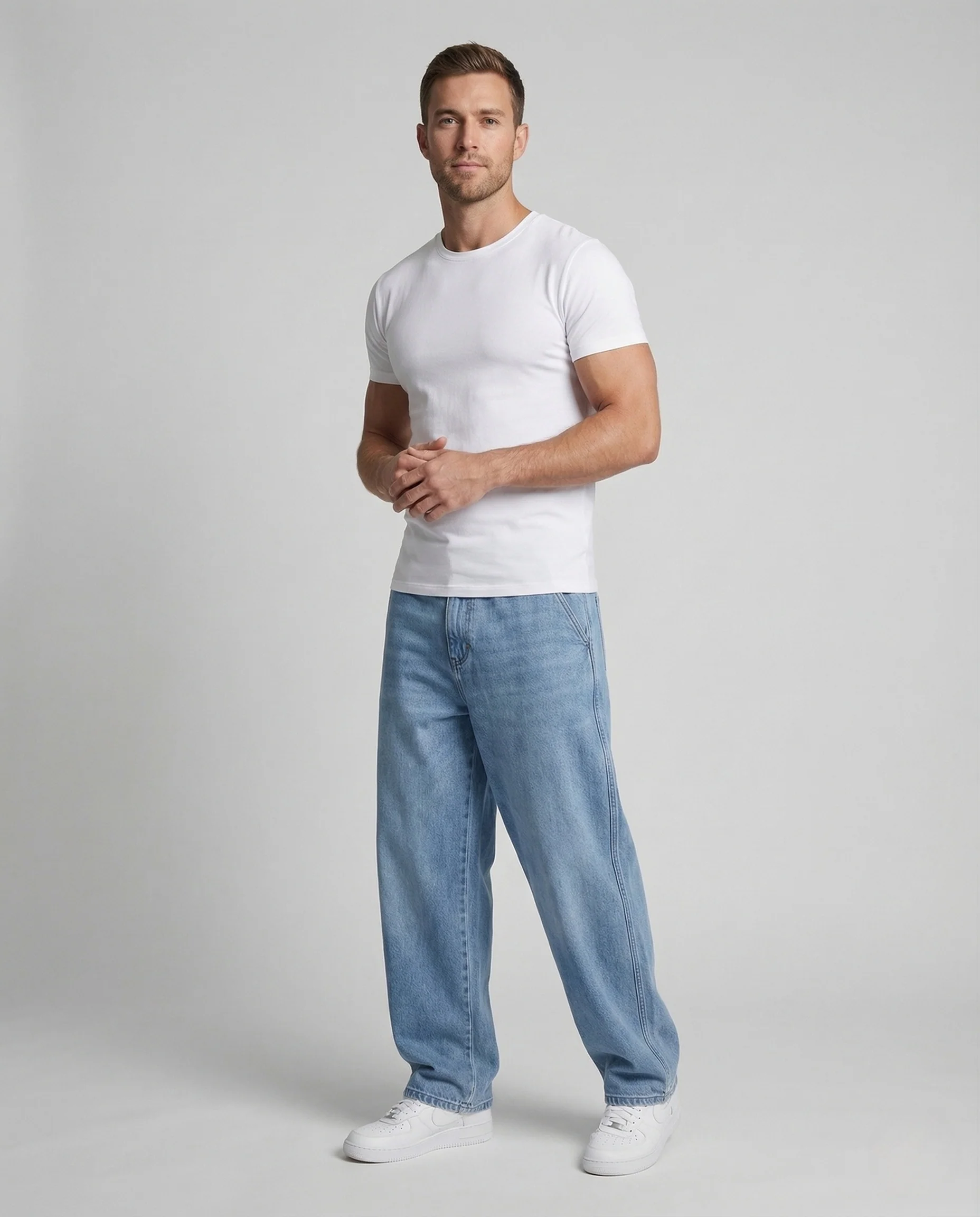Herren Ultraweite Jeanshose Urban Style mit Elastischem Bund